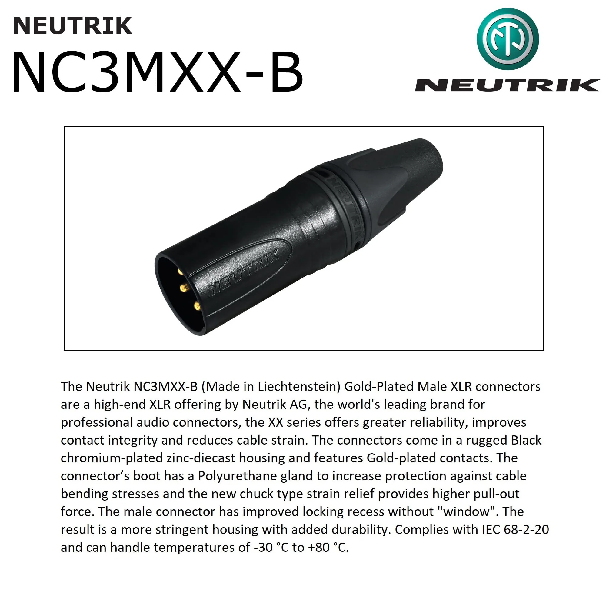 8 Foot - WBC-PRO-Quad Ultra-Silent Ultra-Flexible Balanced Star-Quad Cable with Neutrik Male & Female XLR Plugs & Black Tweed Jacket - Image 6
