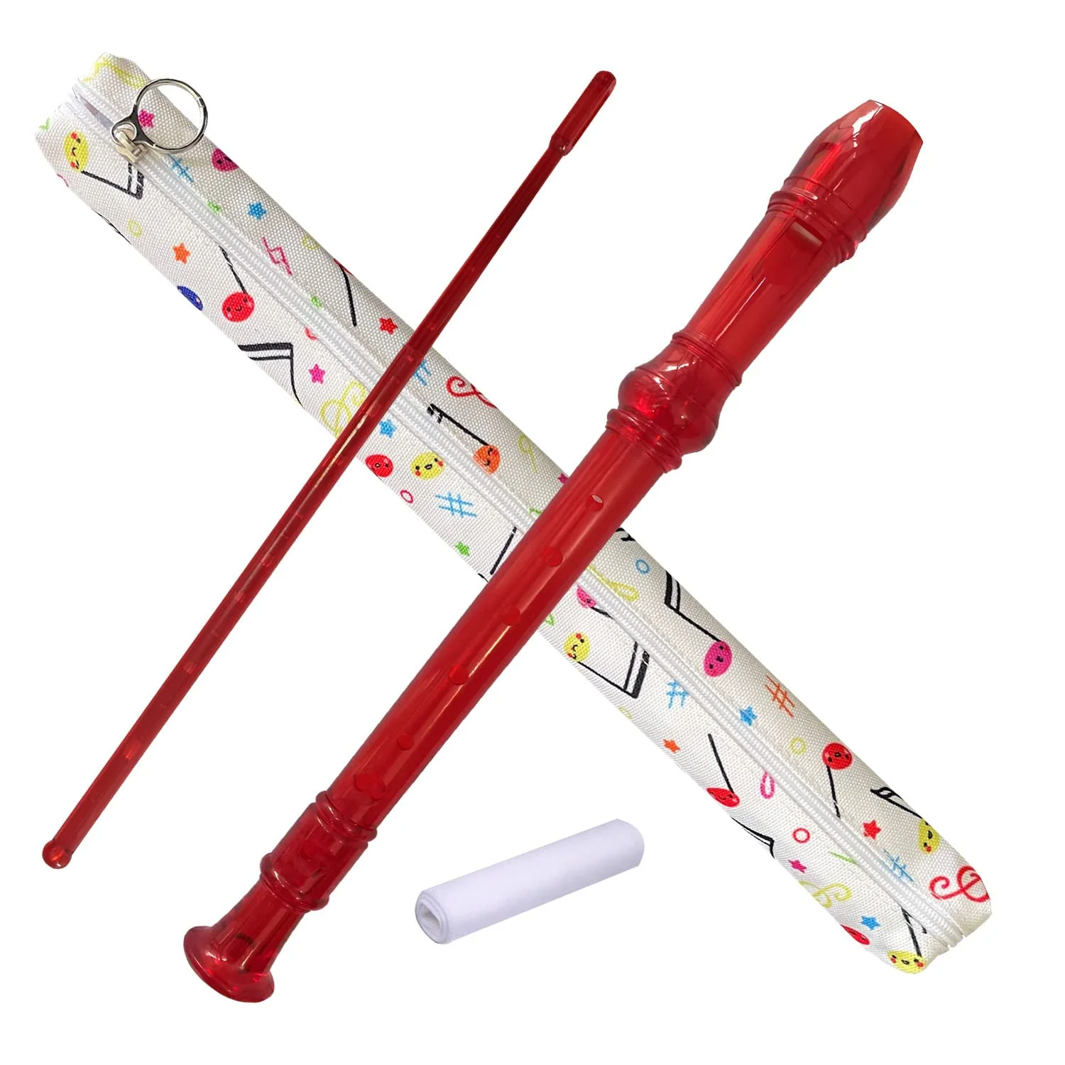8 Hole German style Soprano Recorder for Beginners, Kids adults Music Flute with Gift Case Bag Cleaning Rod For Party Entertainment (Grystal Red) Grystal Red