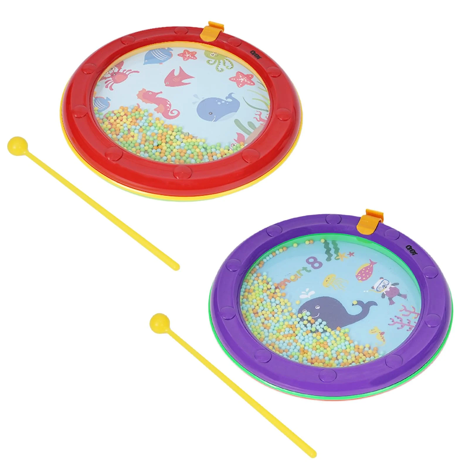 8-Inch Drum Set: Colorful Undersea World Design - Multifunctional Educational Musical Instrument for Children, Includes Drumsticks, Safe & Durable OP-921