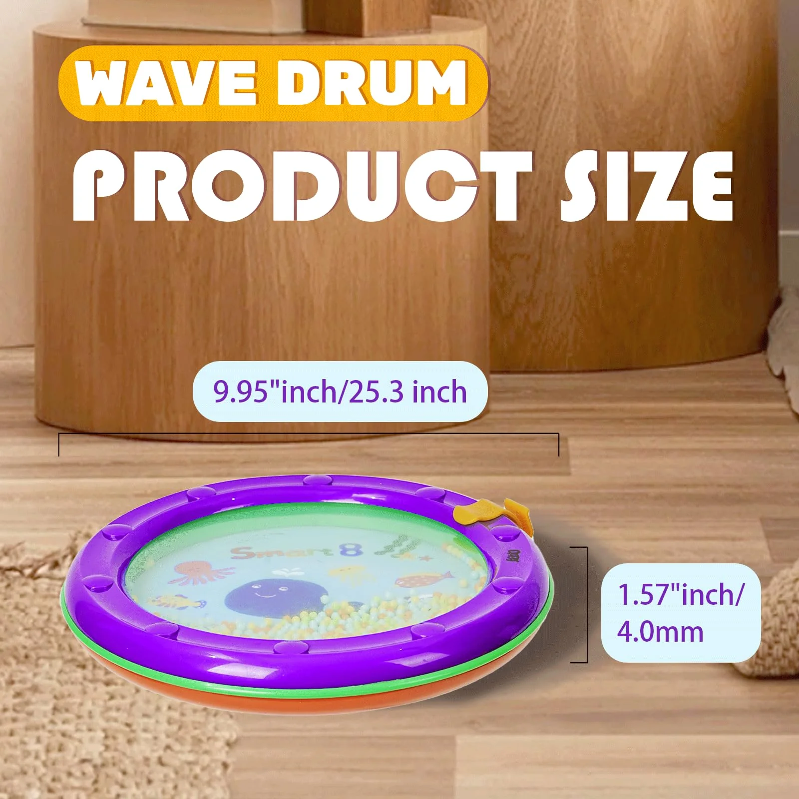 8-Inch Drum Set: Colorful Undersea World Design - Multifunctional Educational Musical Instrument for Children, Includes Drumsticks, Safe & Durable OP-921 - Image 3