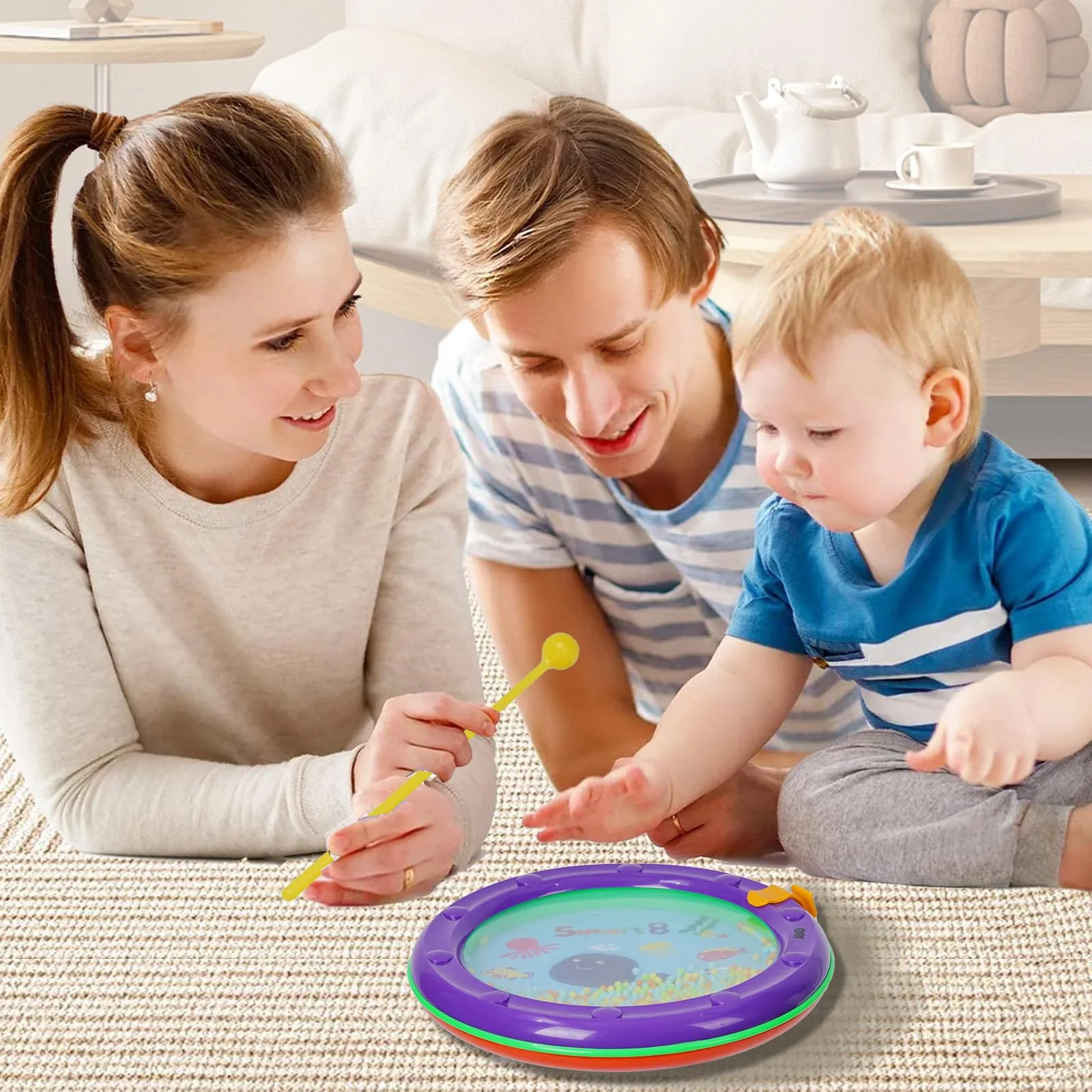8-Inch Drum Set: Colorful Undersea World Design - Multifunctional Educational Musical Instrument for Children, Includes Drumsticks, Safe & Durable OP-921 - Image 7