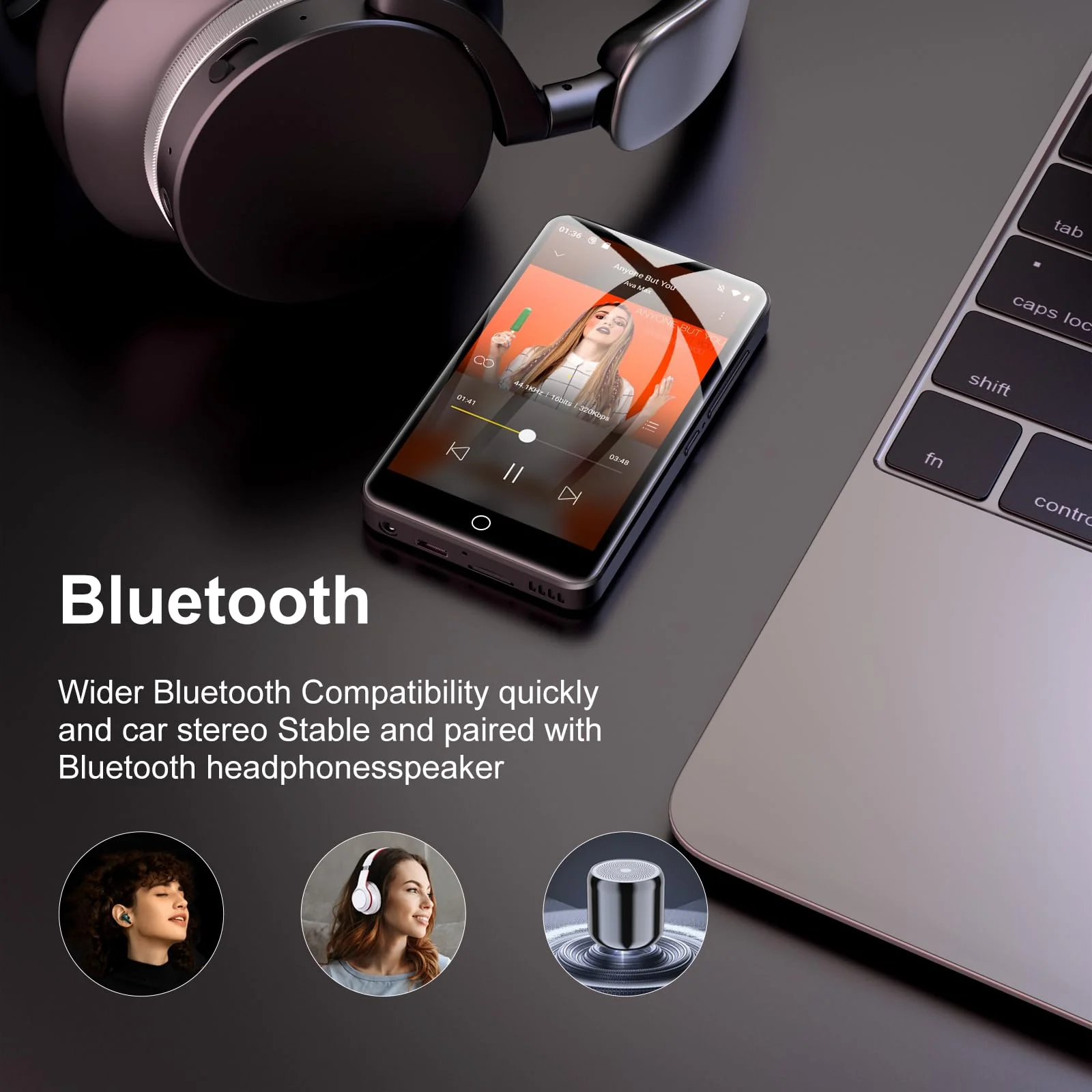 80GB MP3 Player with Bluetooth and WiFi, 4-inch Touch Screen MP3 Player with Bluetooth ， with Spotify, SpotifyKids, Audible, Andora, Amazon Player, MP4&MP3 Player up to 1TB Black - Image 3