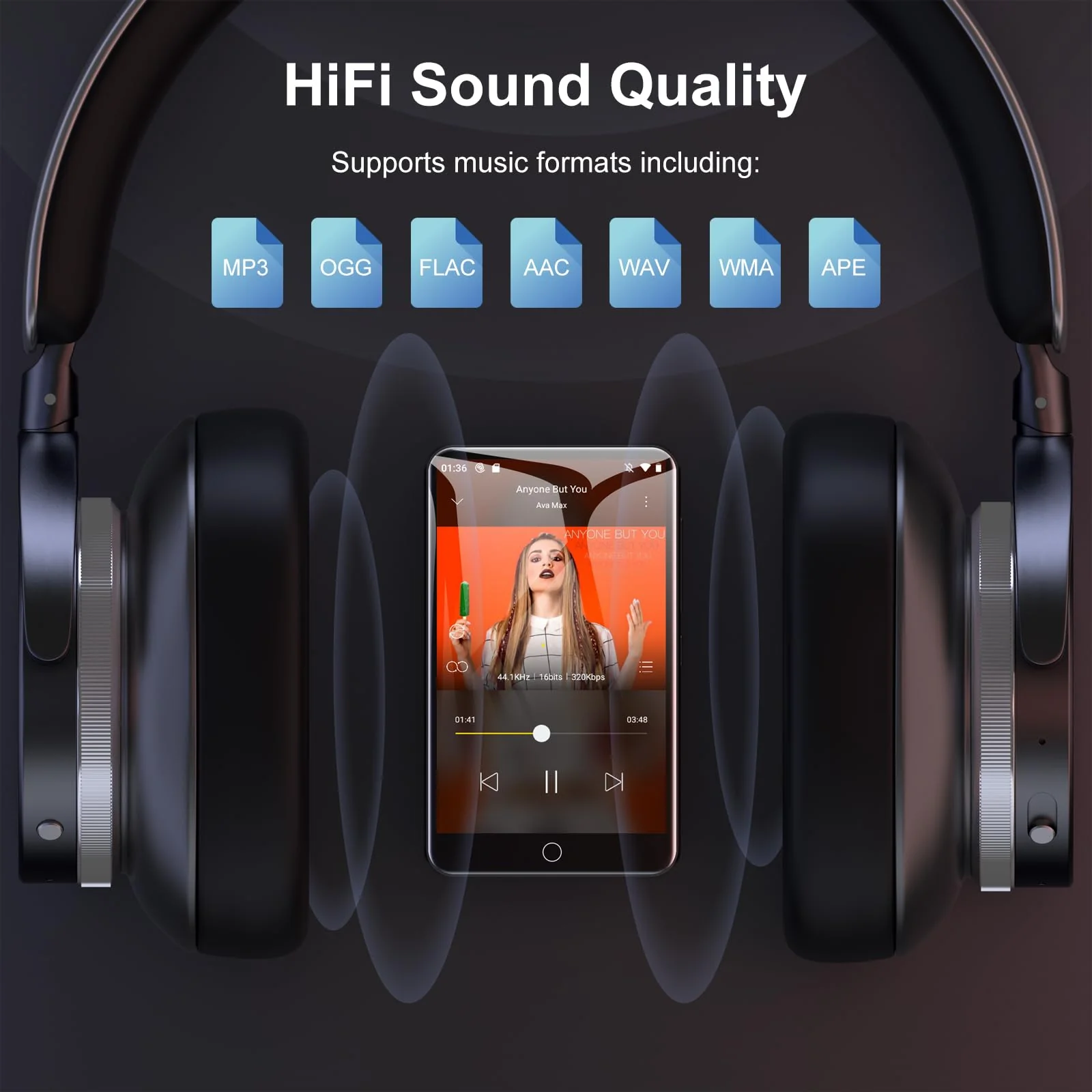 80GB MP3 Player with Bluetooth and WiFi, 4-inch Touch Screen MP3 Player with Bluetooth ， with Spotify, SpotifyKids, Audible, Andora, Amazon Player, MP4&MP3 Player up to 1TB Black - Image 6