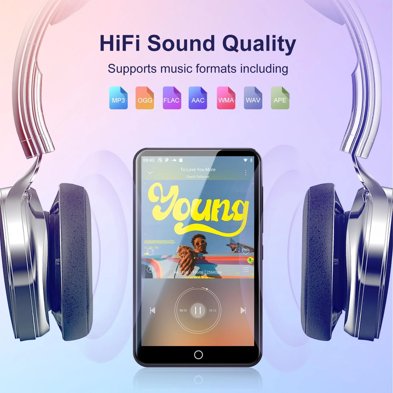 80GB MP3 Player with Bluetooth and WiFi, Android MP3 & MP4 Players with 4" Touchscreen and Speaker, 2000mAh Spotify Music Player with Spotify Kids, Audible, Amazon Music, Play Store (Purple) Purple - Image 4