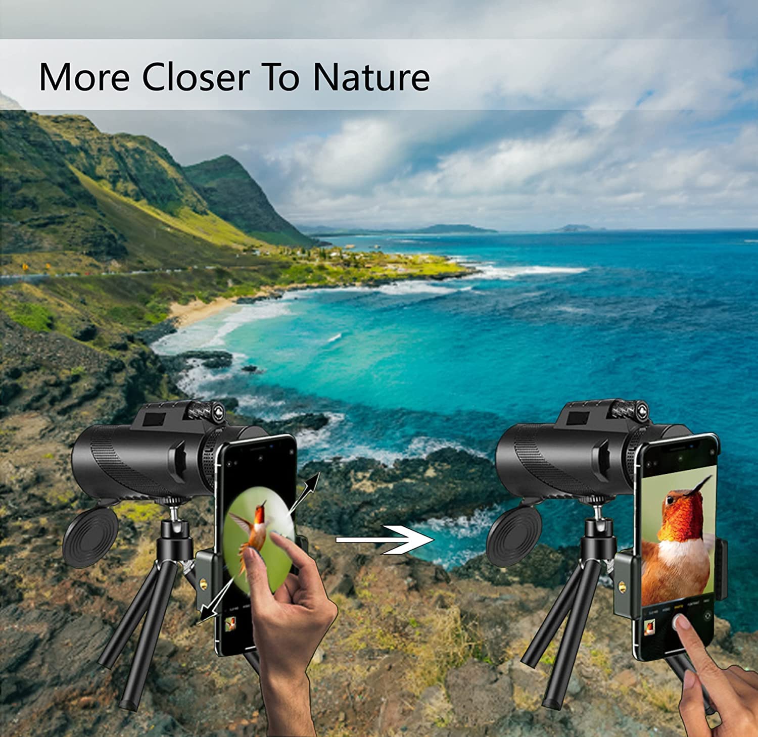 80x100 Monocular-Telescope High Powered for Smartphone Monoculars for Adults High Definition Monocular Telescope for Stargazing Hunting Wildlife Bird Watching Travel Camping Hiking black - Image 5