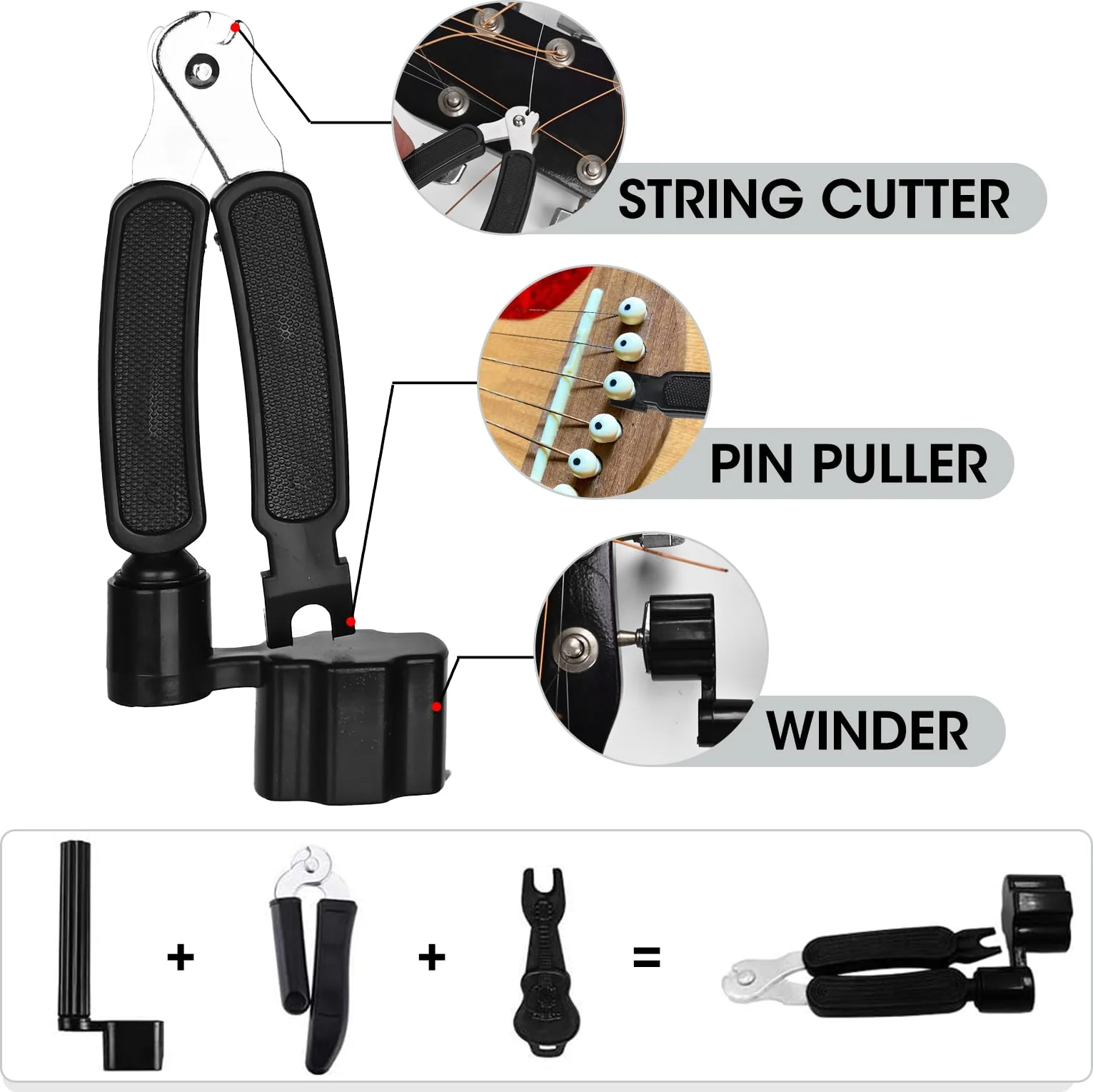 85PCS Guitar Accessories Kit, Include Acoustic Strings,Tuner,Capo,String Winder&Cutter,Picks,Bridge Pins,Nuts & Saddles,Finger Protector,Finger Picks,Fretboard Stickers for Guitar Players 85PCS - Image 4