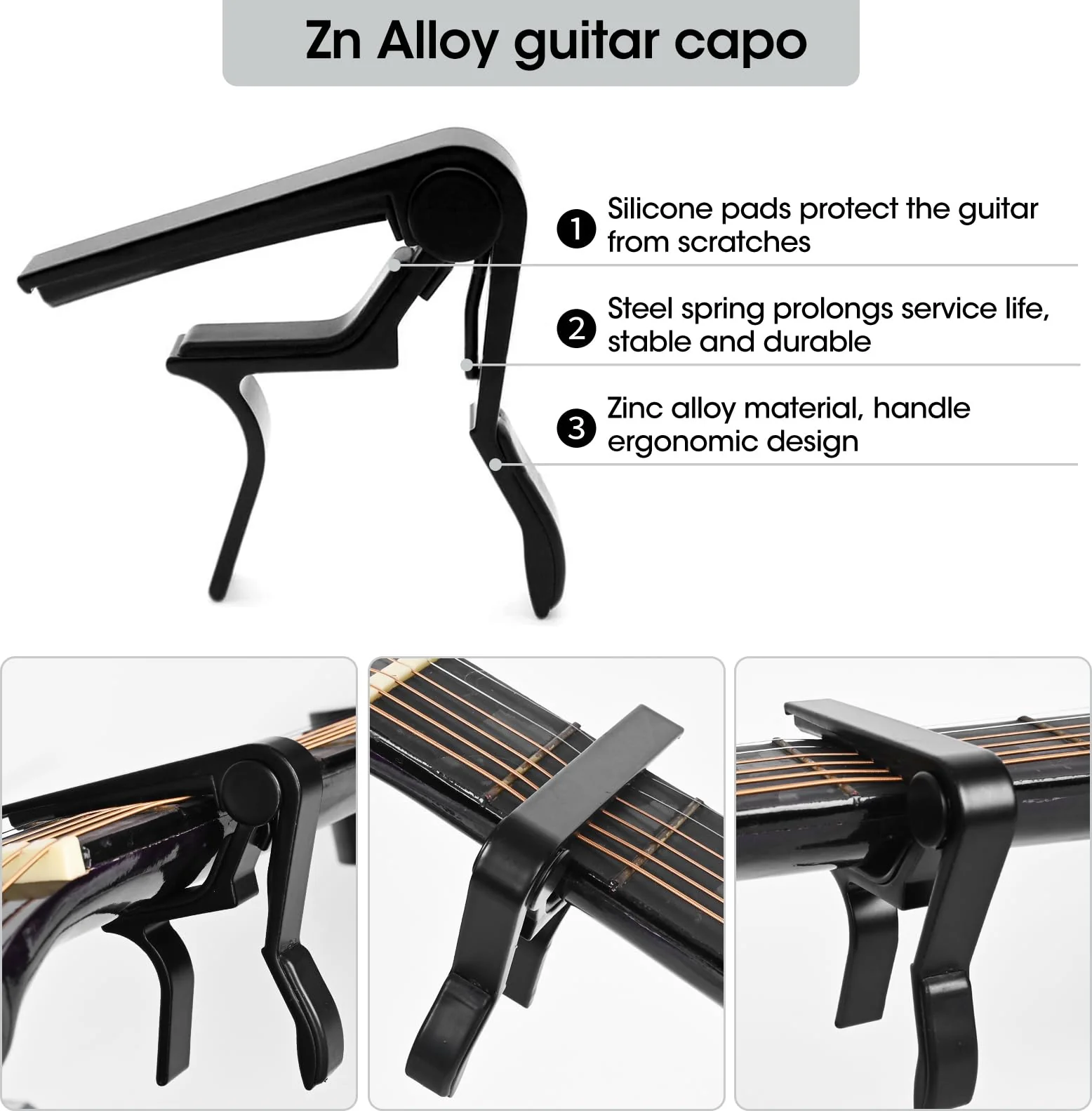 85PCS Guitar Accessories Kit, Include Acoustic Strings,Tuner,Capo,String Winder&Cutter,Picks,Bridge Pins,Nuts & Saddles,Finger Protector,Finger Picks,Fretboard Stickers for Guitar Players 85PCS - Image 5