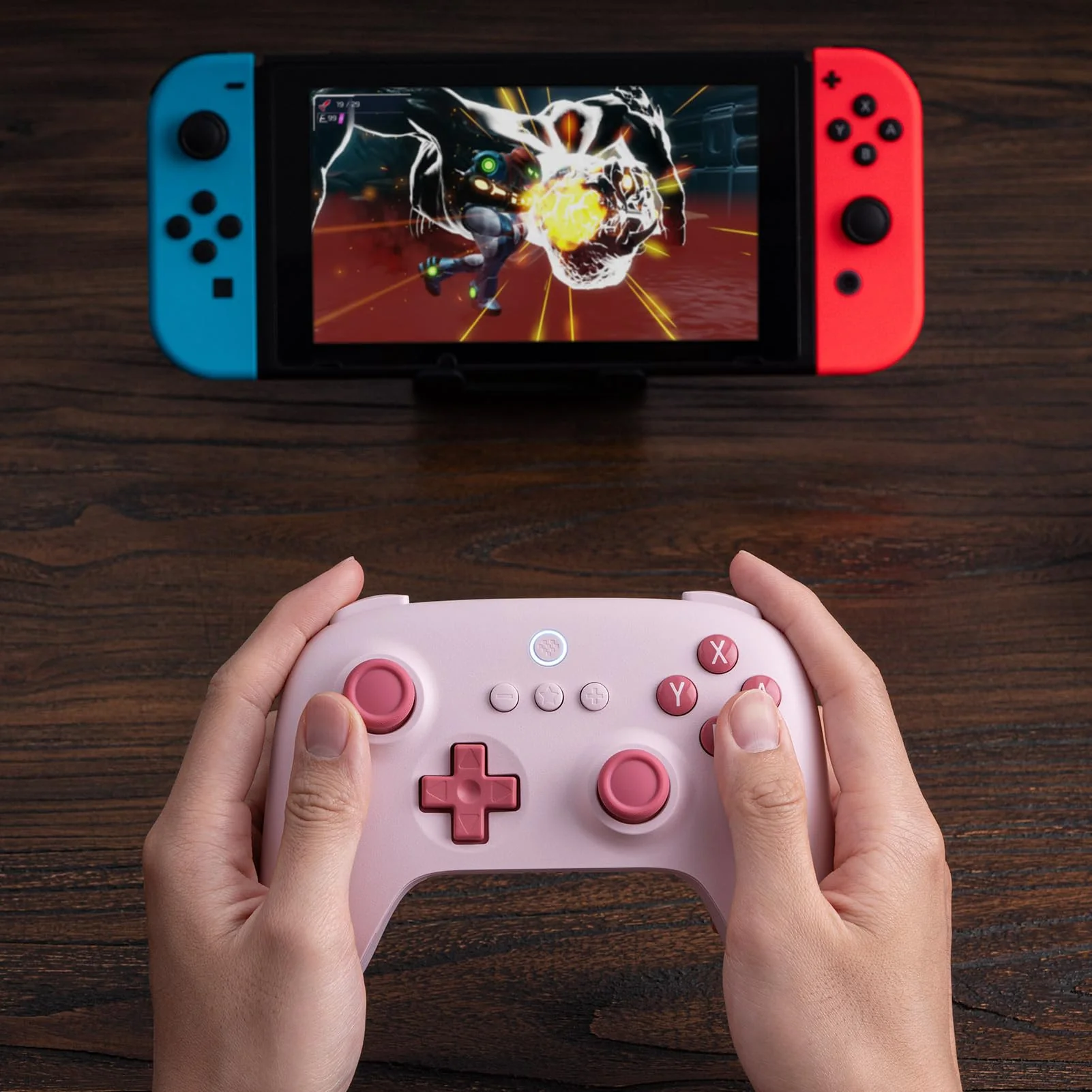 8Bitdo Ultimate C Bluetooth Controller for Switch, Ultimate Quality Bluetooth connectivity with 6-axis Motion Control and Rumble Vibration (Pink) Pink - Image 8