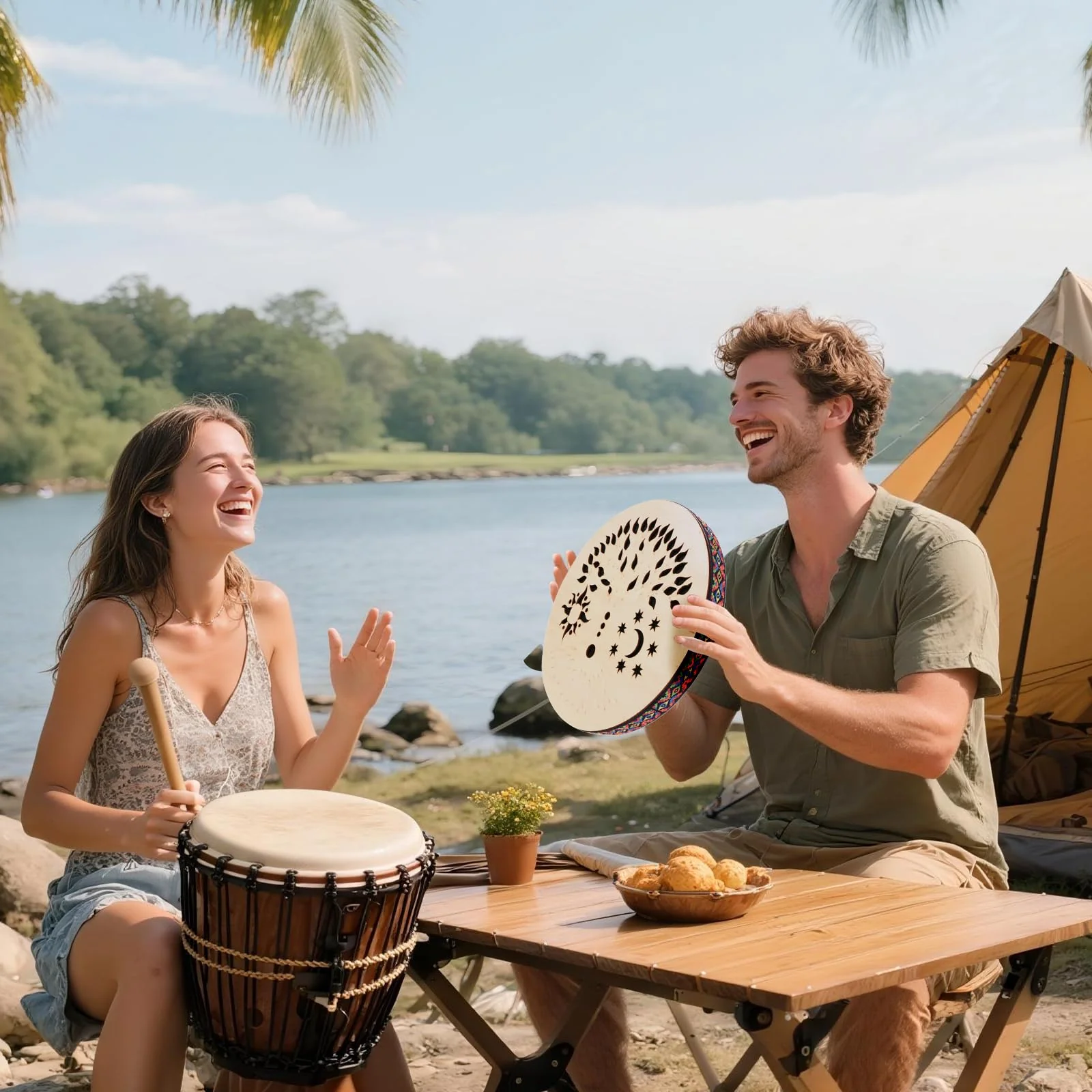 8INCH Ocean Drum,Water Stream Drum,Rain Disk "Water-Fall",Sound Healing,Onomatopoeic Music,For Performance Accompaniment(Tree of Life) 8 INCH - Image 3