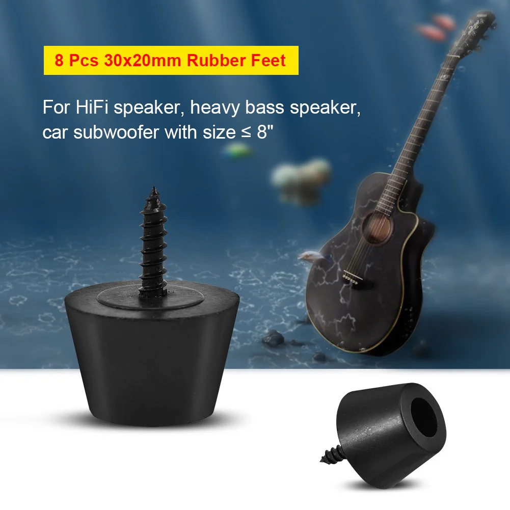 8Pcs Rubber Feet Anti-Vibration Base Pad Stand for Speaker Guitar Amplifier Replacement 30x20mm w/Screws for Marshall Amp Feet - Image 3