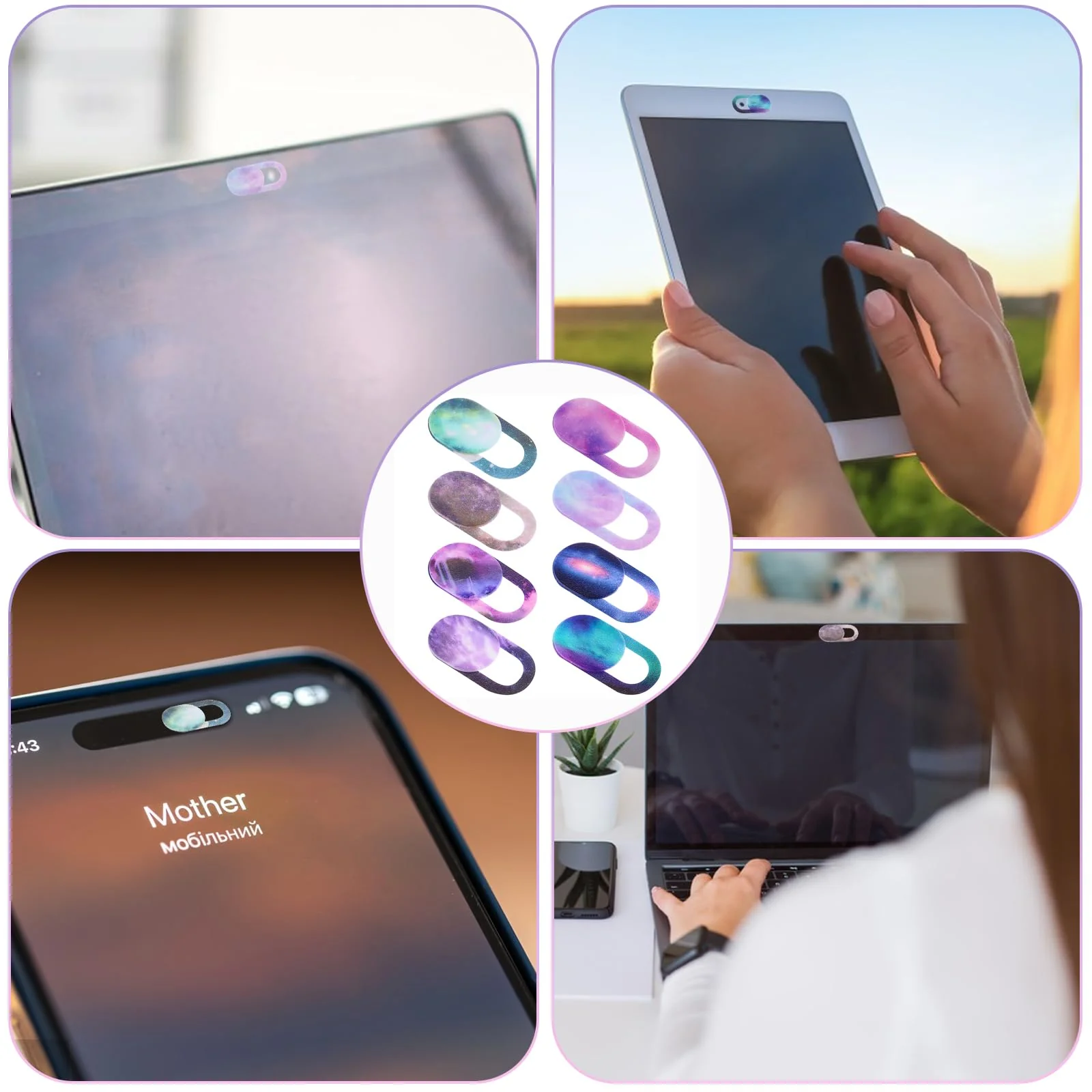 8PCS Webcam Cover Slide, Starry Sky Laptop Camera Cover Slide Phone Camera Cover Ultra Thin Computer Camera Cover Slide Blocker Slider Privacy Security Protector for PC Pad Video Front Lens - Image 7