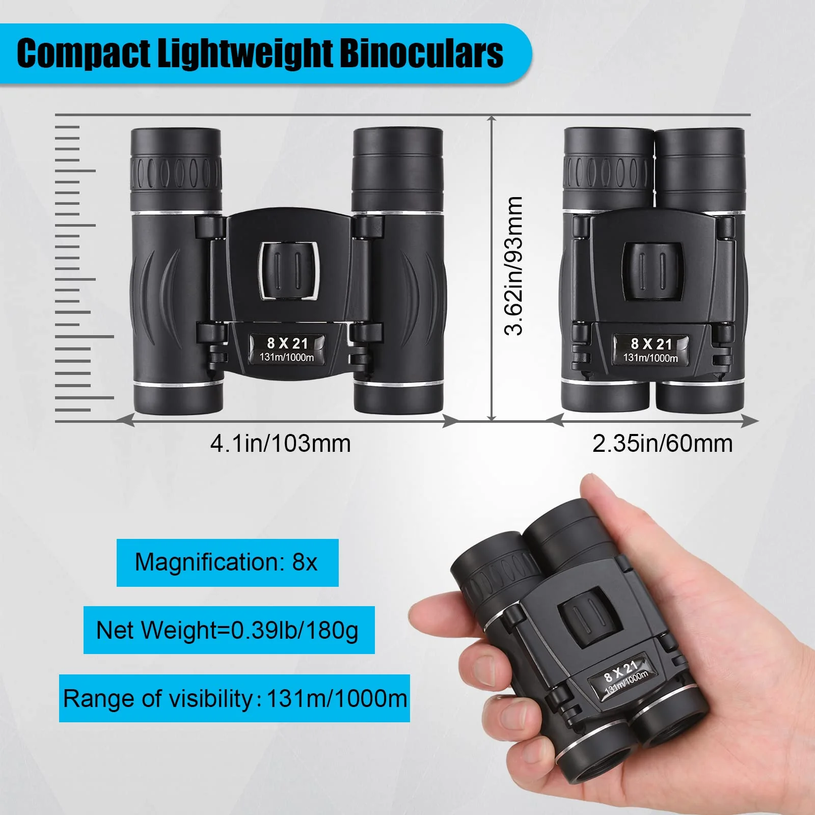 8x21 Mini Compact Pocket Binoculars, Lightweight Foldable Binoculars,Easy Focus Small Binoculars for Adults Kids Bird Watching,Opera Concert, Travel, Hiking, Outdoor Scenery, football game 8X21 - Image 2