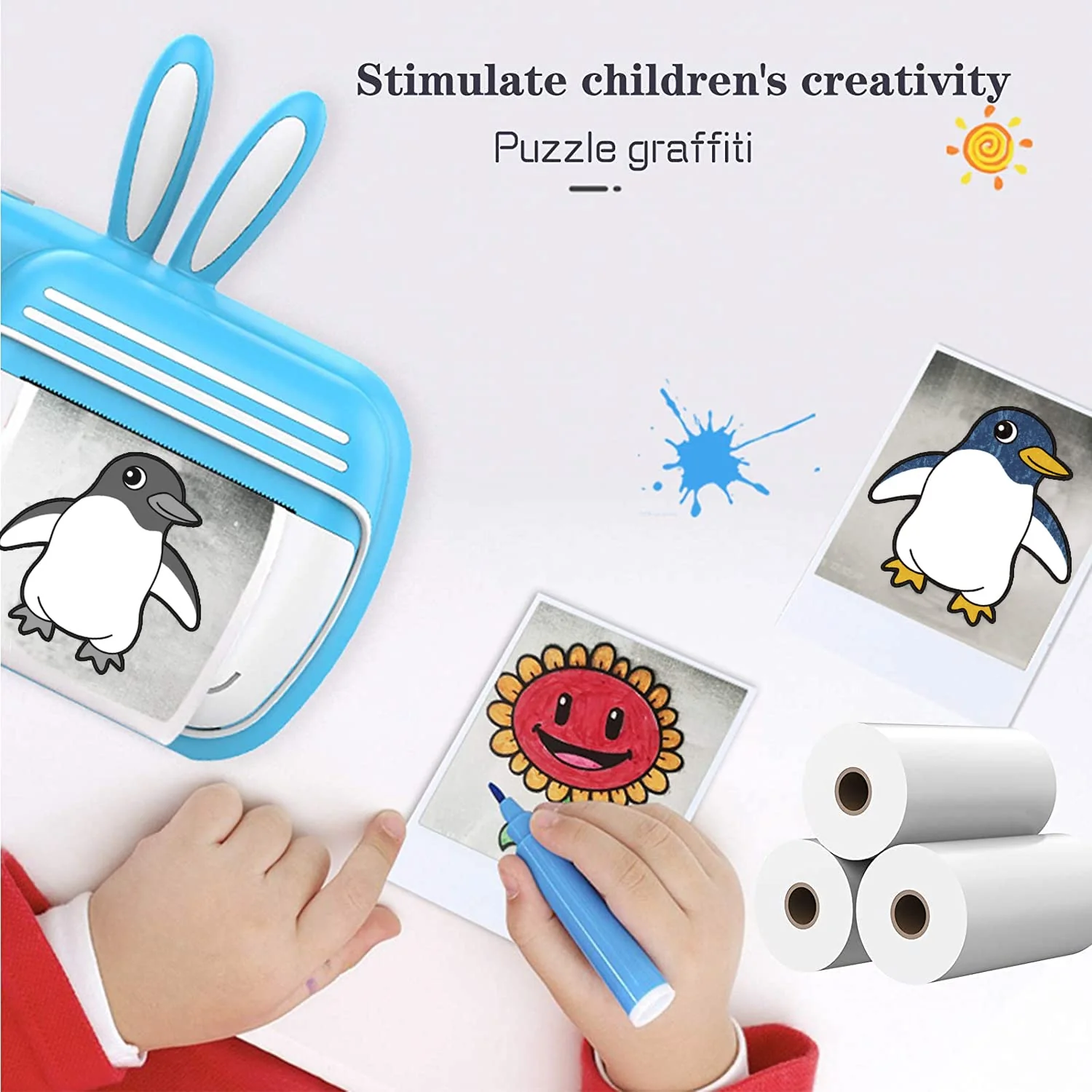 9 Rolls Kids Instant Camera Print Refill Paper- Photo Printer Thermal Paper Rolls, Compatible with Vtech Kidizoom Printcam, Instant Print Camera Refill Paper for Kid's Instant Camera Favors Supplies White - Image 3