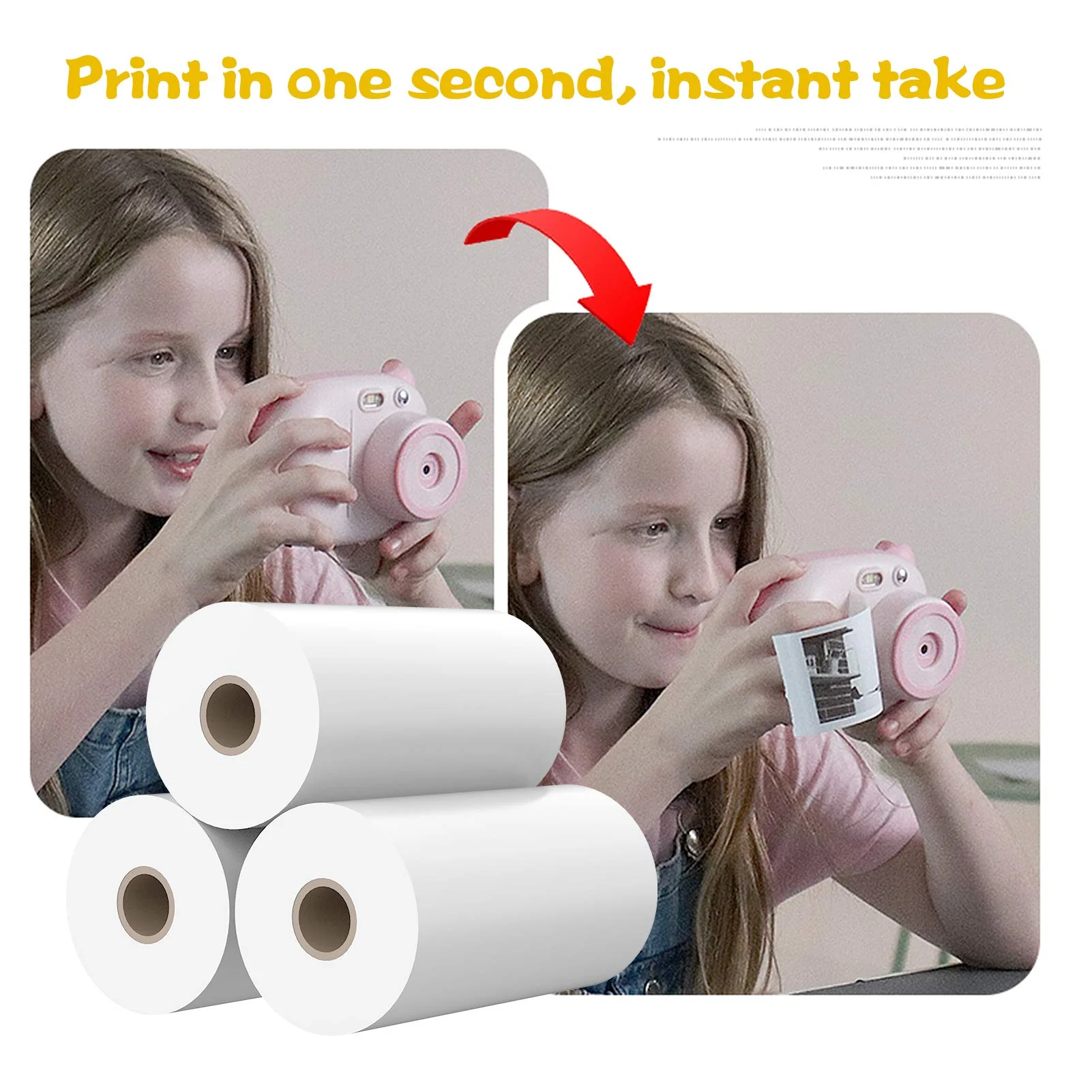 9 Rolls Kids Instant Camera Print Refill Paper- Photo Printer Thermal Paper Rolls, Compatible with Vtech Kidizoom Printcam, Instant Print Camera Refill Paper for Kid's Instant Camera Favors Supplies White - Image 5