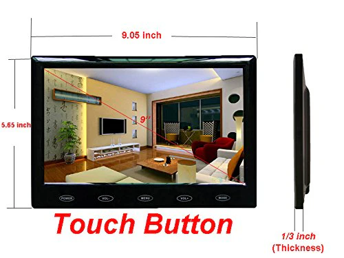 9'' Ultra Thin HD 800480 TFT Color LCD Screen 2 Video Input Car Rear View Headrest Monitor DVD VCR Monitor with Remote Control and Touch Button - Image 3