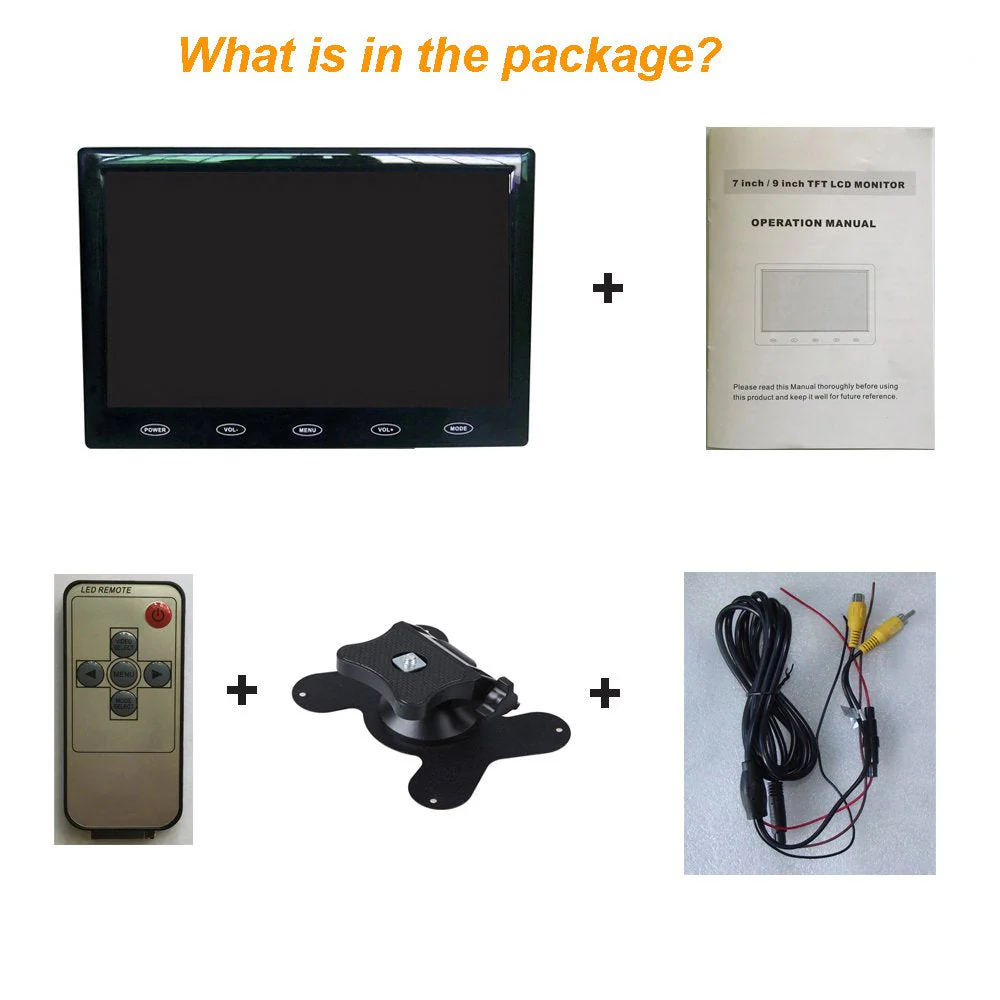 9'' Ultra Thin HD 800480 TFT Color LCD Screen 2 Video Input Car Rear View Headrest Monitor DVD VCR Monitor with Remote Control and Touch Button - Image 7