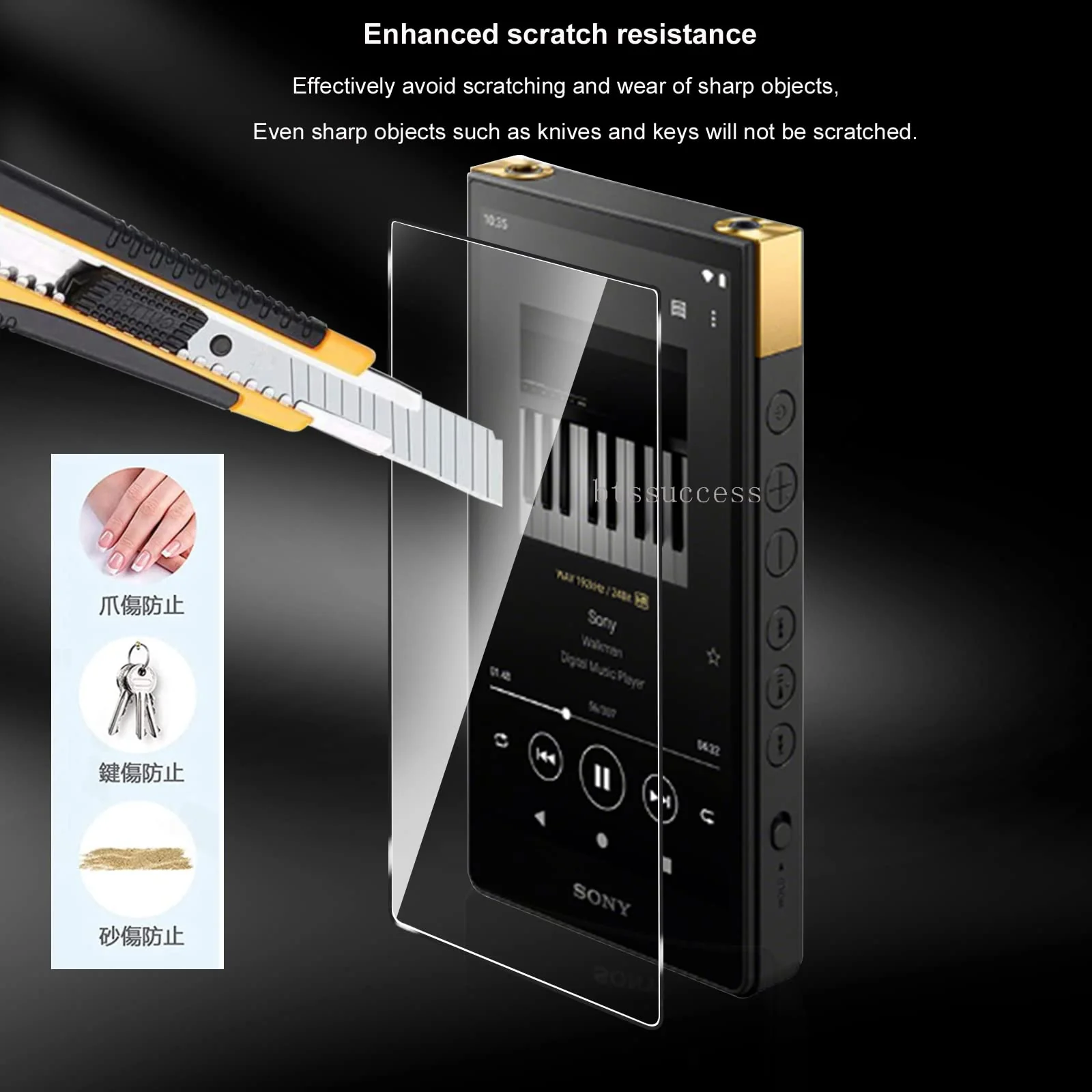 9H Scratch-Proof Premium Front LCD Screen Protector Guard Tempered Glass Protective Film for Sony Walkman NW-ZX700 NW-ZX706 NW-ZX707 (1pc) 1pc - Image 2