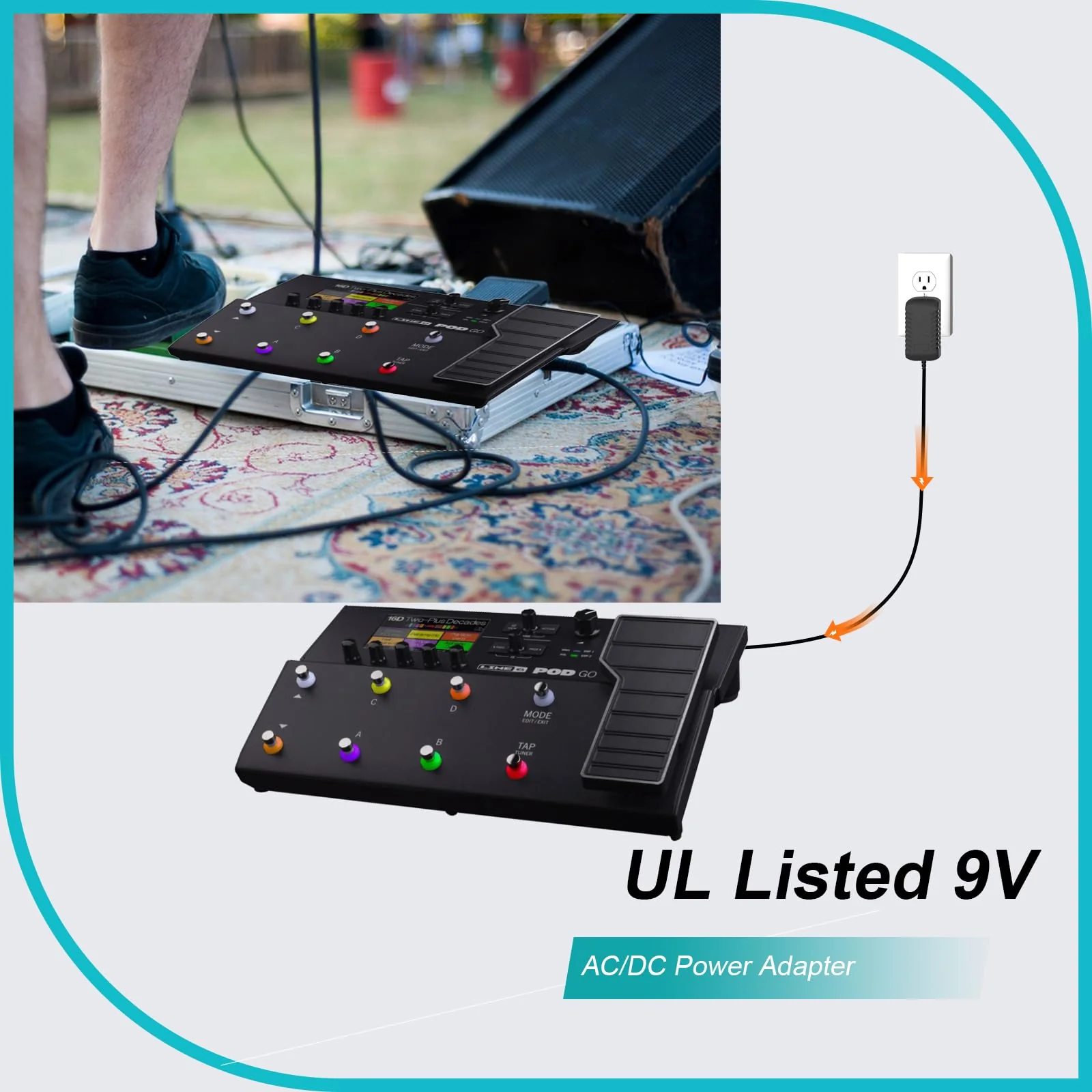 9V Power Adapter for Line 6 POD Go Guitar Effects Pedal Compatible for Most Effect Pedals (Tip Negative) - Image 5