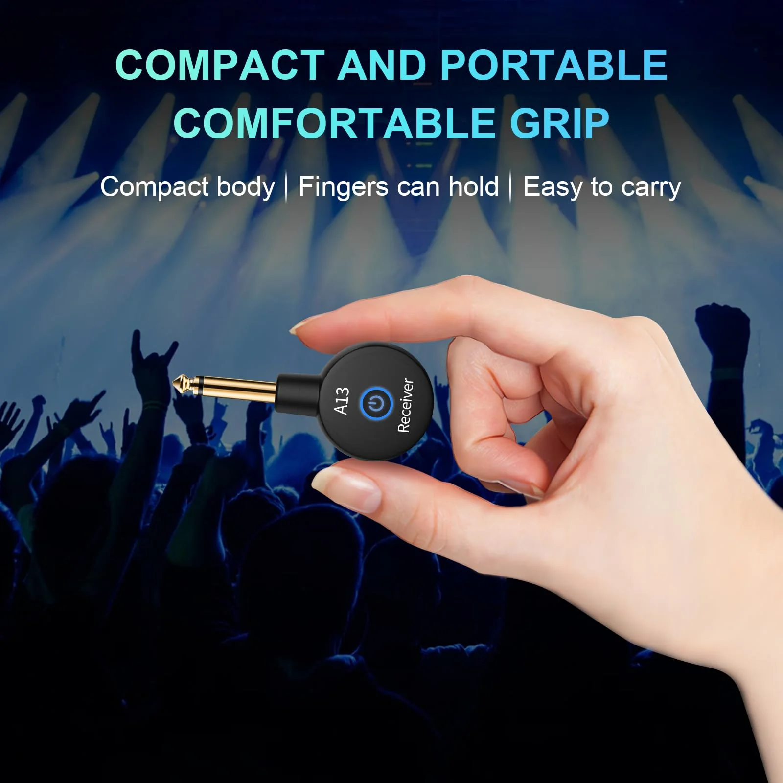 A13 Wireless Guitar System 2.4GHz Transmitter Receiver for Electric/Acoustic Bass Guitar, Rechargeable Li-Battery, Plug & Play Wireless Guitar Cable for Guitar, Bass, Violin - Black (1TX + 1RX) 1TX + 1RX - Image 5