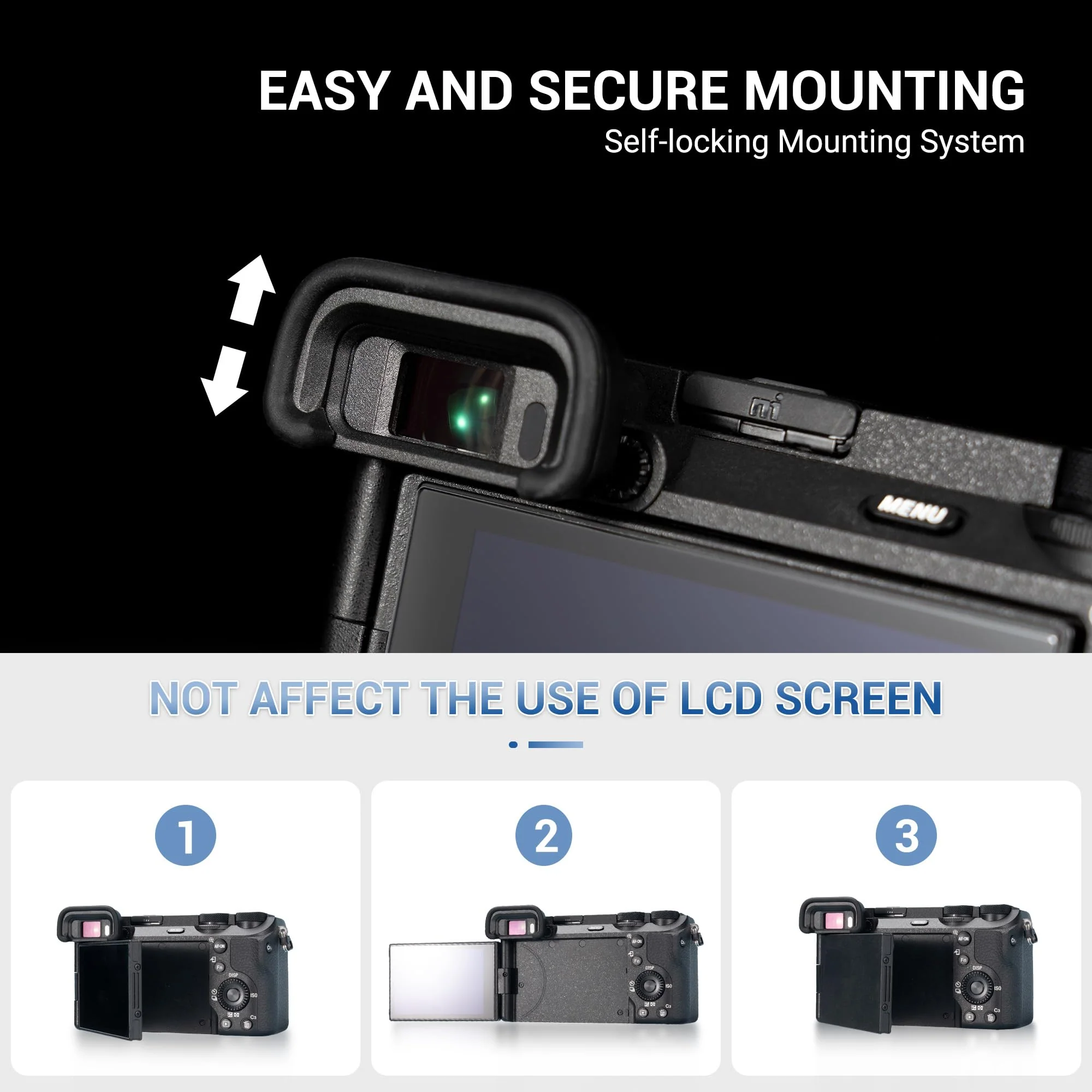 A6700 Eyepiece Eyecup Eye Cup, JJC 2 Pack Eyecup Viewfinder for Sony A6700 Camera, Replaces Sony FDA-EP20 Eyepiece, Soft Silicone Material,360-Degree Rotatable,Protect Viewfinder from Impact & Scratch Sony FDA-EP20 Replacement - Image 4
