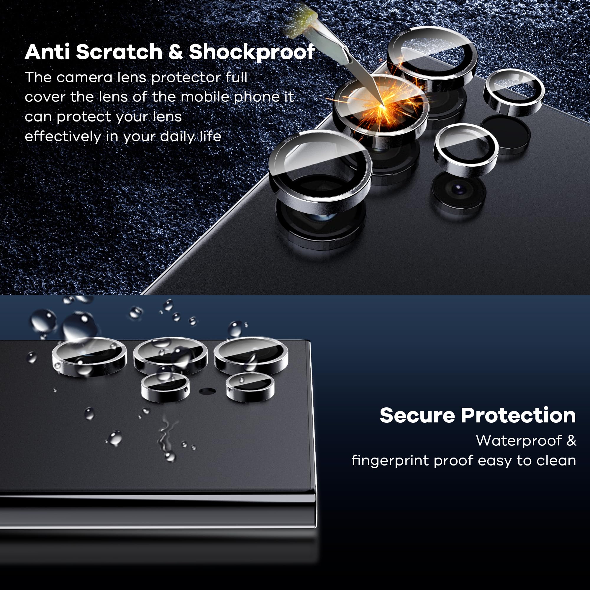 AACL For Samsung Galaxy S24 Ultra Screen Protector Tempered Glass (3 pack)&Individual Alloy Ring for Samsung Galaxy S24 Ultra Camera Lens Protector (1 set),[Fingerprint Unlock][9H][Case Friendly] Clear - Image 5