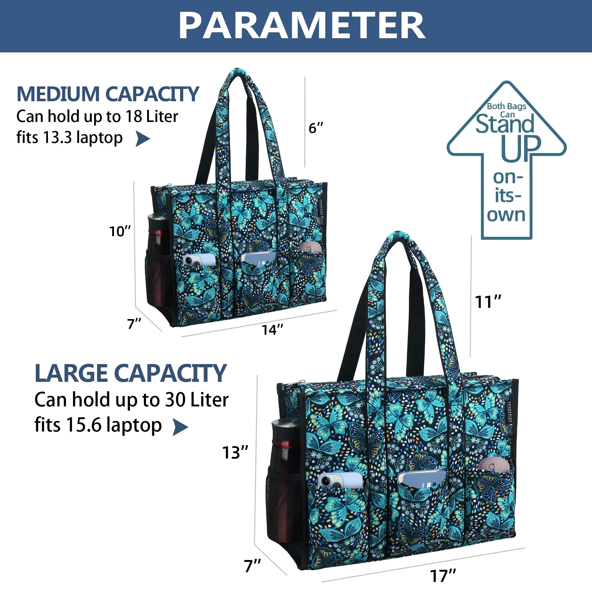 ABAMERICA Nurse Bags for Work Nursing Bag Multiple Pockets Waterproof Organizing Zip Top Clinical Bag for Nursing Students A25- Generic Butterfly Medium - Image 3