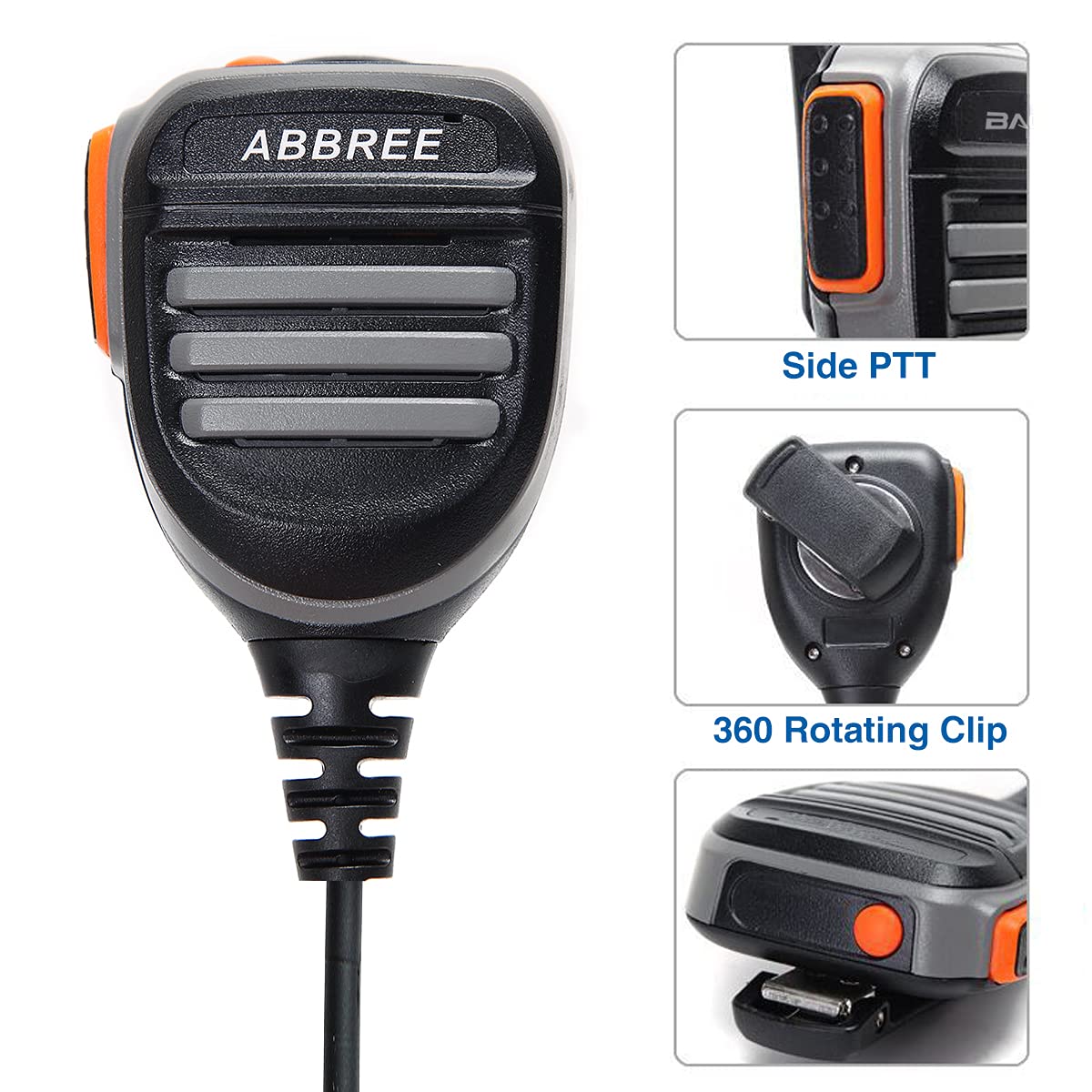 ABBREE AR-780 Two Way Radio Rainproof Handheld Speaker Mic Microphone(Upgrade of BF-S112), Remote Shoulder Mic for GMRS Radio Baofeng UV-5R BF-F8HP BF-888S UV-K5 UV-5RX3 GM-15PRO Ham Radio - Image 2