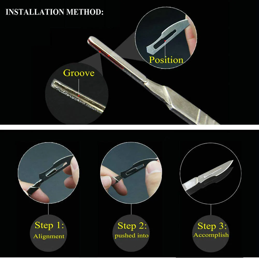 ABMRO Scalpel Blades #23 with #4 Scalpel Handle - Sterile Single Blade Razor for Dermaplaning, Dissection, Podiatry, Professional Grooming, Acne Removal, Mobile Phone Repair No.23 10pcs + No. 4 handle - Image 6