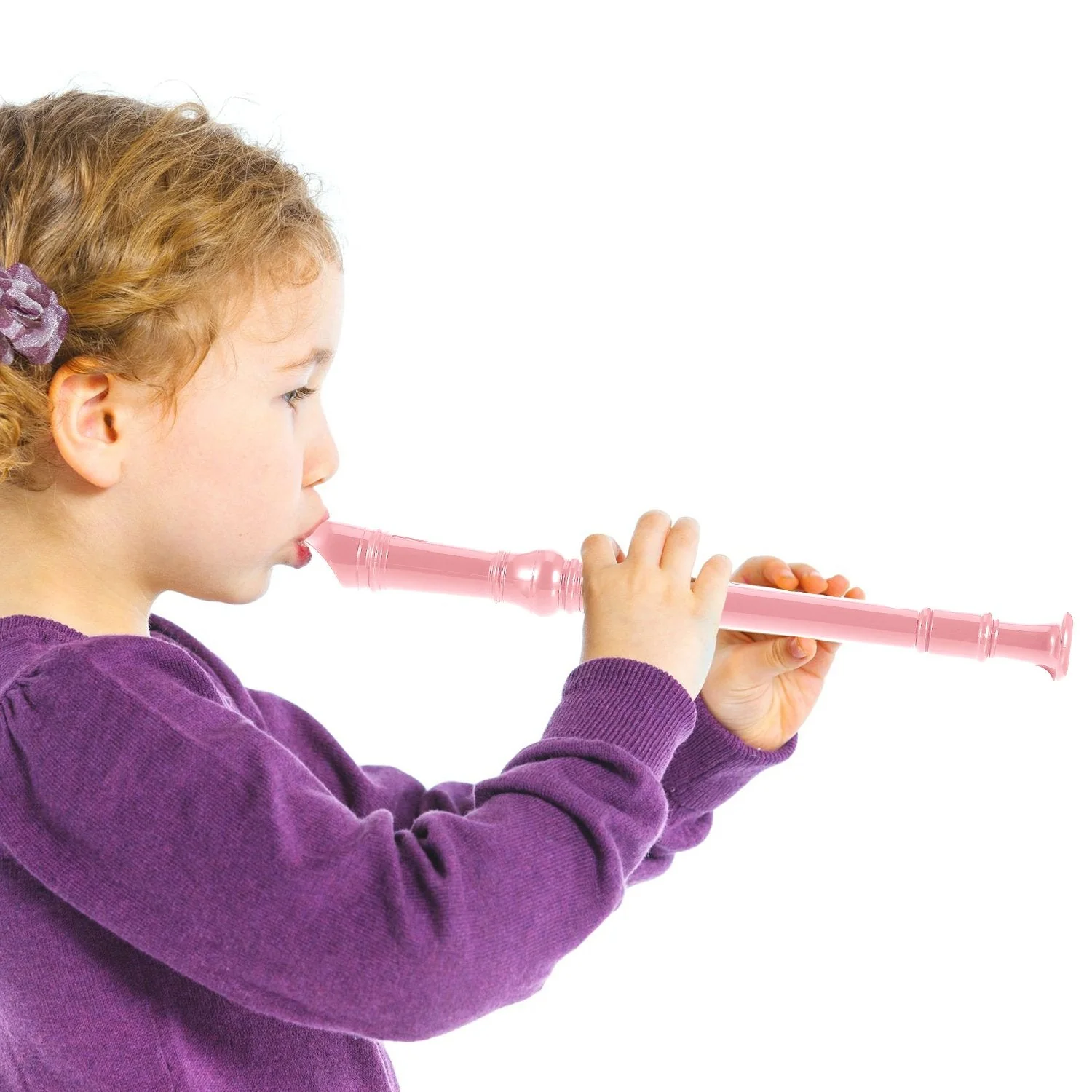 ABS Soprano Recorder German Style Key of C, with Thumb Rest Fingering Chart Cleaning Rod Black Bag Pink - Image 6