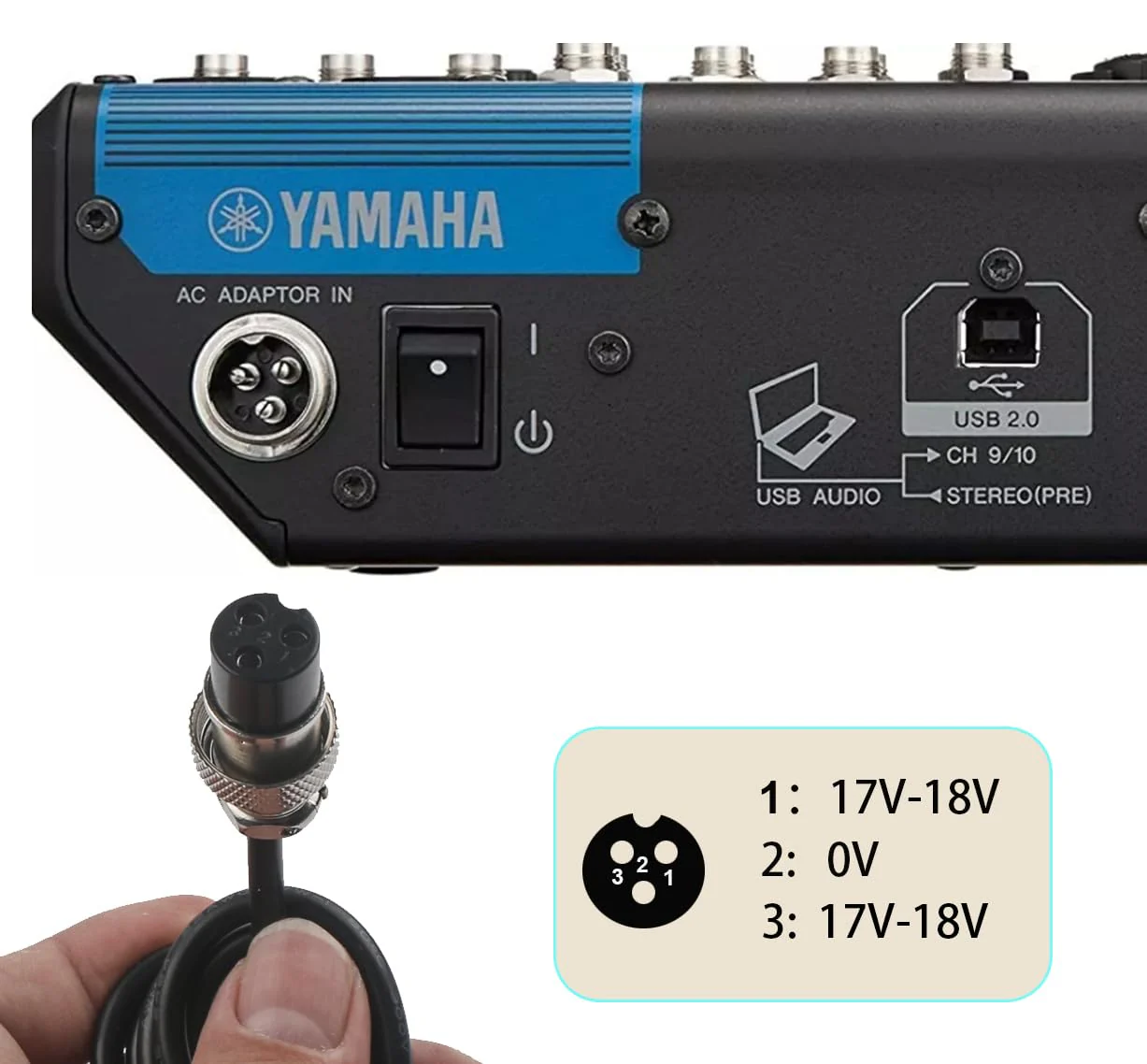 AC 17V 600mA Adapter 3-Pin Mixer Pedalboard Connector Mixing Console Mixer Power Supply for Yamaha F4/F7/6FX/MG82X - Image 4
