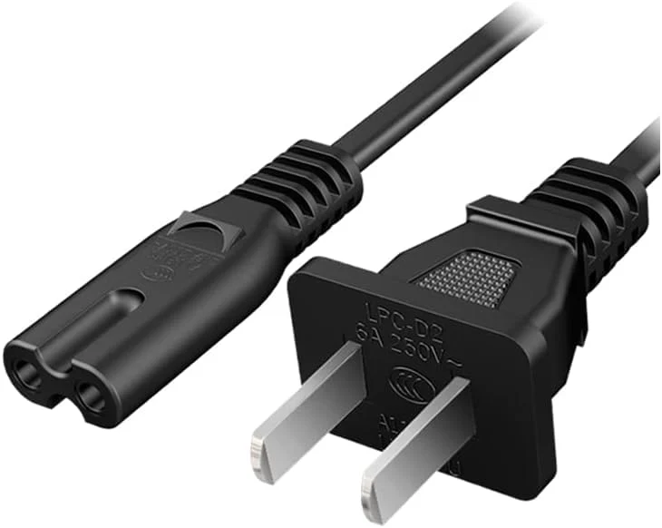 AC 2 Prong Power Cord 3FT C7 Figure 8 Replacement Power Cable for Samsung TV, LG, TCL, Roku, PS5, PS4, Xbox Game Console, Monitor and More
