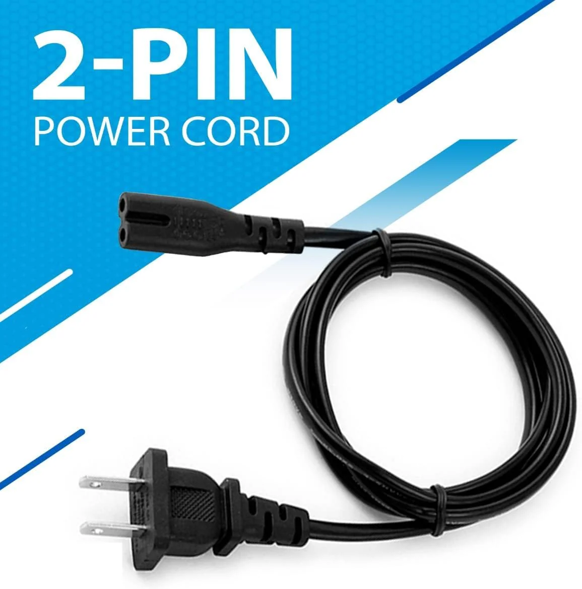 AC 2 Prong Power Cord 3FT C7 Figure 8 Replacement Power Cable for Samsung TV, LG, TCL, Roku, PS5, PS4, Xbox Game Console, Monitor and More - Image 3