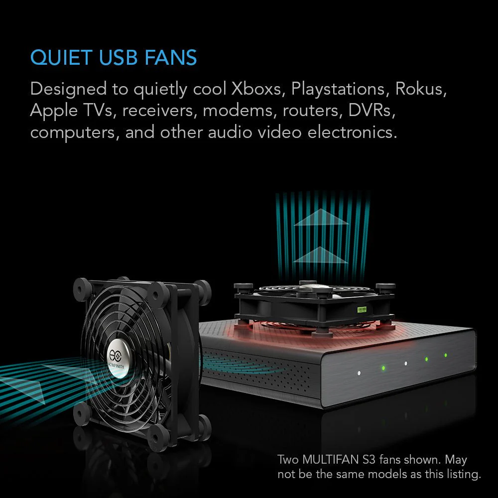 AC Infinity MULTIFAN S7, Quiet Dual 120mm USB Fan, UL-Certified for Receiver DVR Playstation Xbox Computer Cabinet Cooling - Image 2