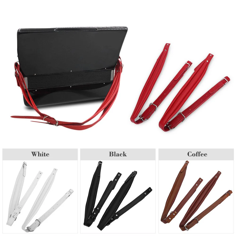 Accordion Straps, Adjustable Accordion PU Leather Belts Buckle 16-120 Bass Comfortable Padded Shoulder Harness Replacement Thickened Synthetic Padding Artificial Musical Instrument Accessories(black) - Image 3