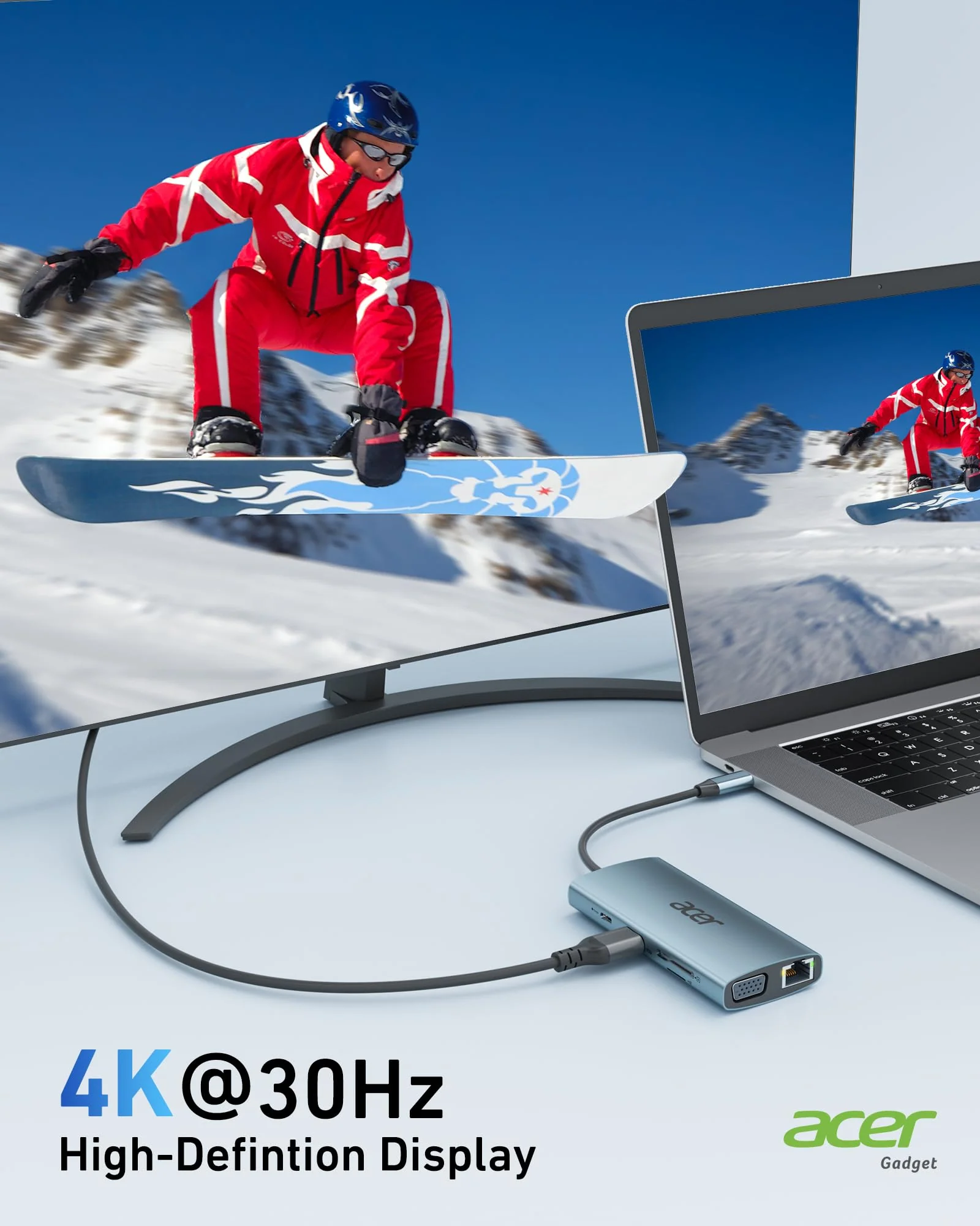 Acer USB C Hub with 4k HDMI, 9-in-1 USB C to Ethernet Adapter, 5Gbps USB-A 3.1 Docking Station, PD 100W Charging, SD Card Reader, USB to VGA Splitter for MacBook, Acer, Laptops, Surface and More Space grey - Image 4