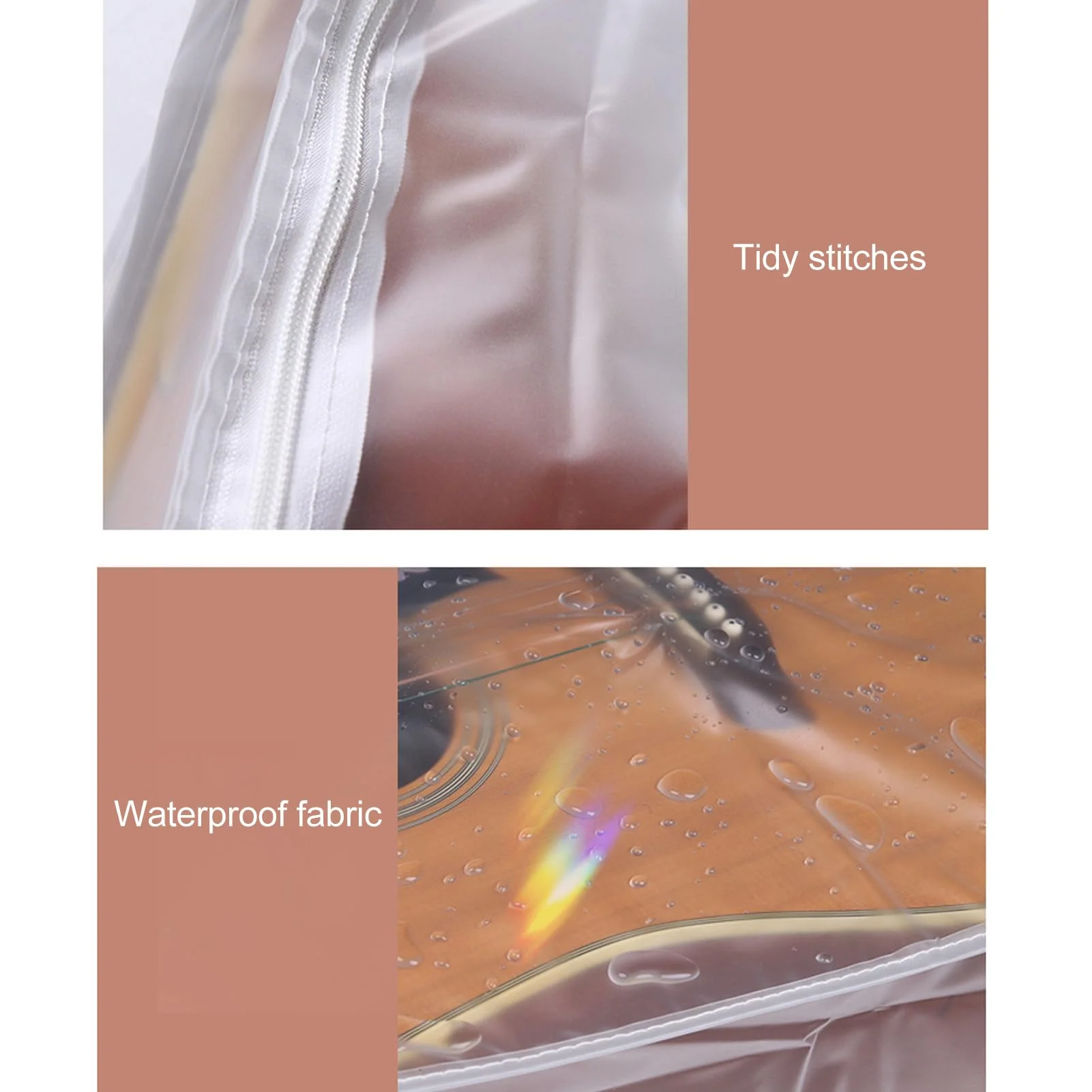 Acoustic Guitar Dust Cover, Waterproof PVC Frosted Electric Guitar Dust Cover Zippered Storage Bag, Instrument Shell for Bass Folk Classical Guitars, Clear - Image 4