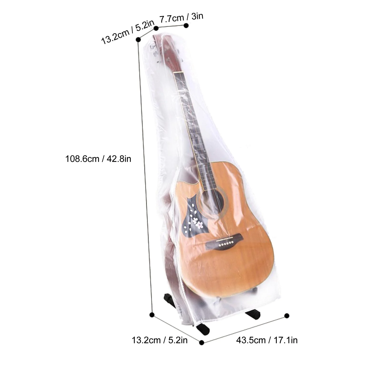 Acoustic Guitar Dust Cover, Waterproof PVC Frosted Electric Guitar Dust Cover Zippered Storage Bag, Instrument Shell for Bass Folk Classical Guitars, Clear - Image 5