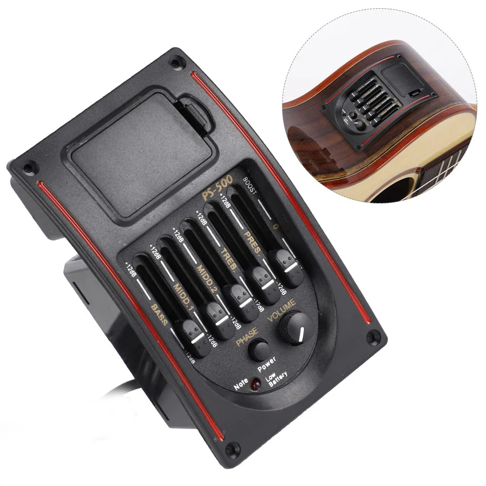 Acoustic Guitar Pickup, Guitar Preamp, 5 Band Electric Digital Equalizer Pickup with LCD Display - Image 3