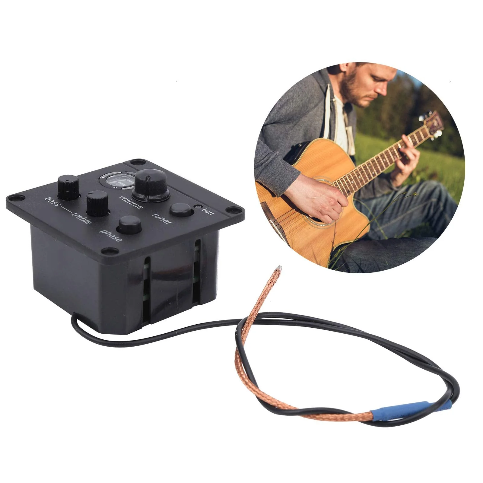 Acoustic Guitar Pickup Preamp System, Pickup Onboard Preamps Equalizer Pre-Wired Guitar Pickup Turner Onboard Preamps EQ Equalizer for Glued to Sound Hole - Image 2