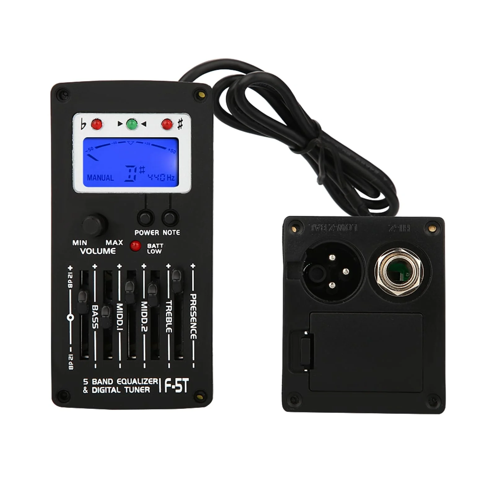 Acoustic Guitar Preamp, F5T 5Band Equalizer Pickup Guitar Preamp, Electric Guitar Pickup Tuner with Lcd Display for Guitar Volume Control