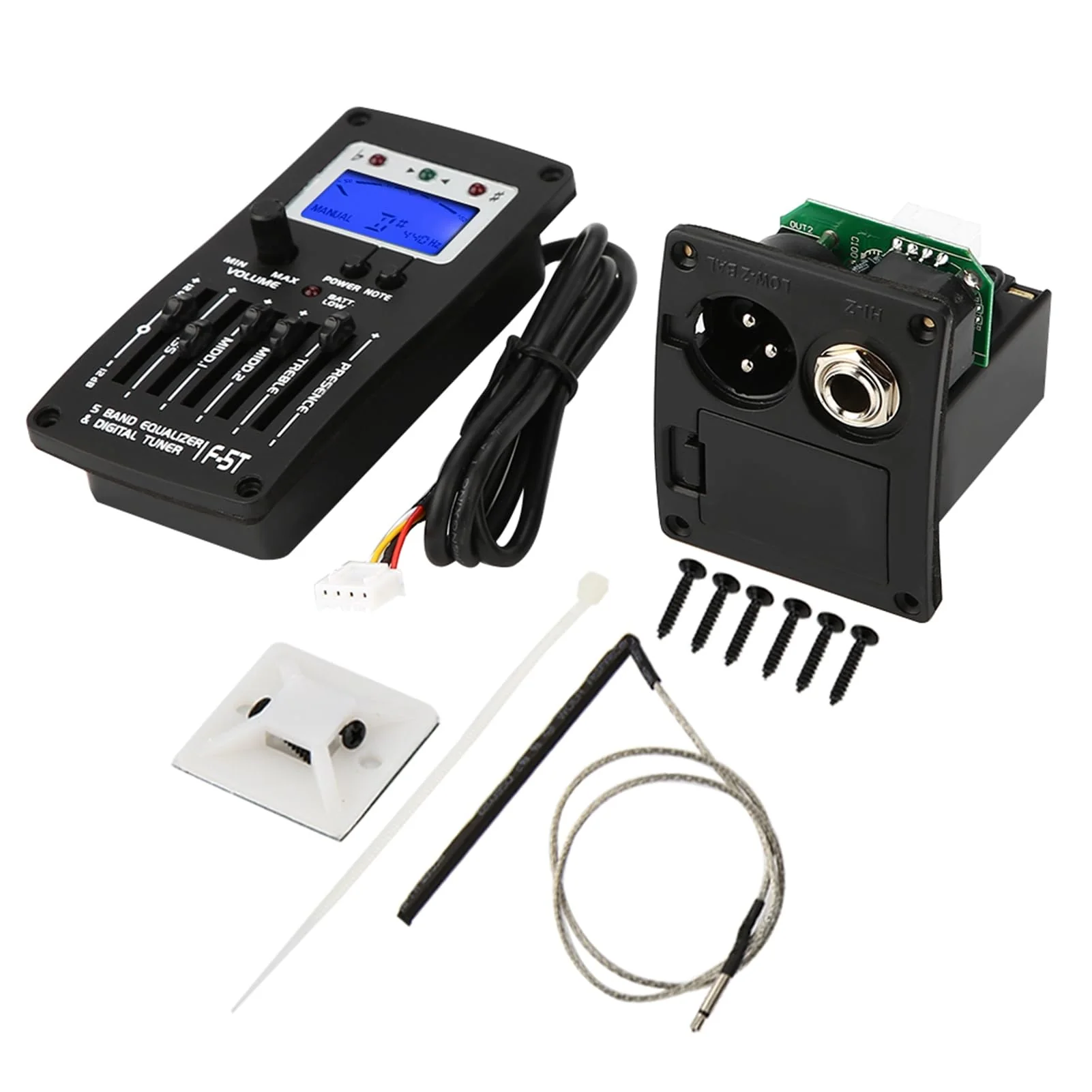 Acoustic Guitar Preamp, F5T 5Band Equalizer Pickup Guitar Preamp, Electric Guitar Pickup Tuner with Lcd Display for Guitar Volume Control - Image 6