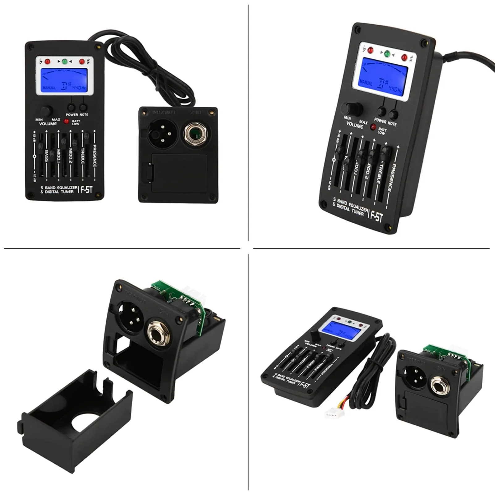 Acoustic Guitar Preamp, F5T 5Band Equalizer Pickup Guitar Preamp, Electric Guitar Pickup Tuner with Lcd Display for Guitar Volume Control - Image 7