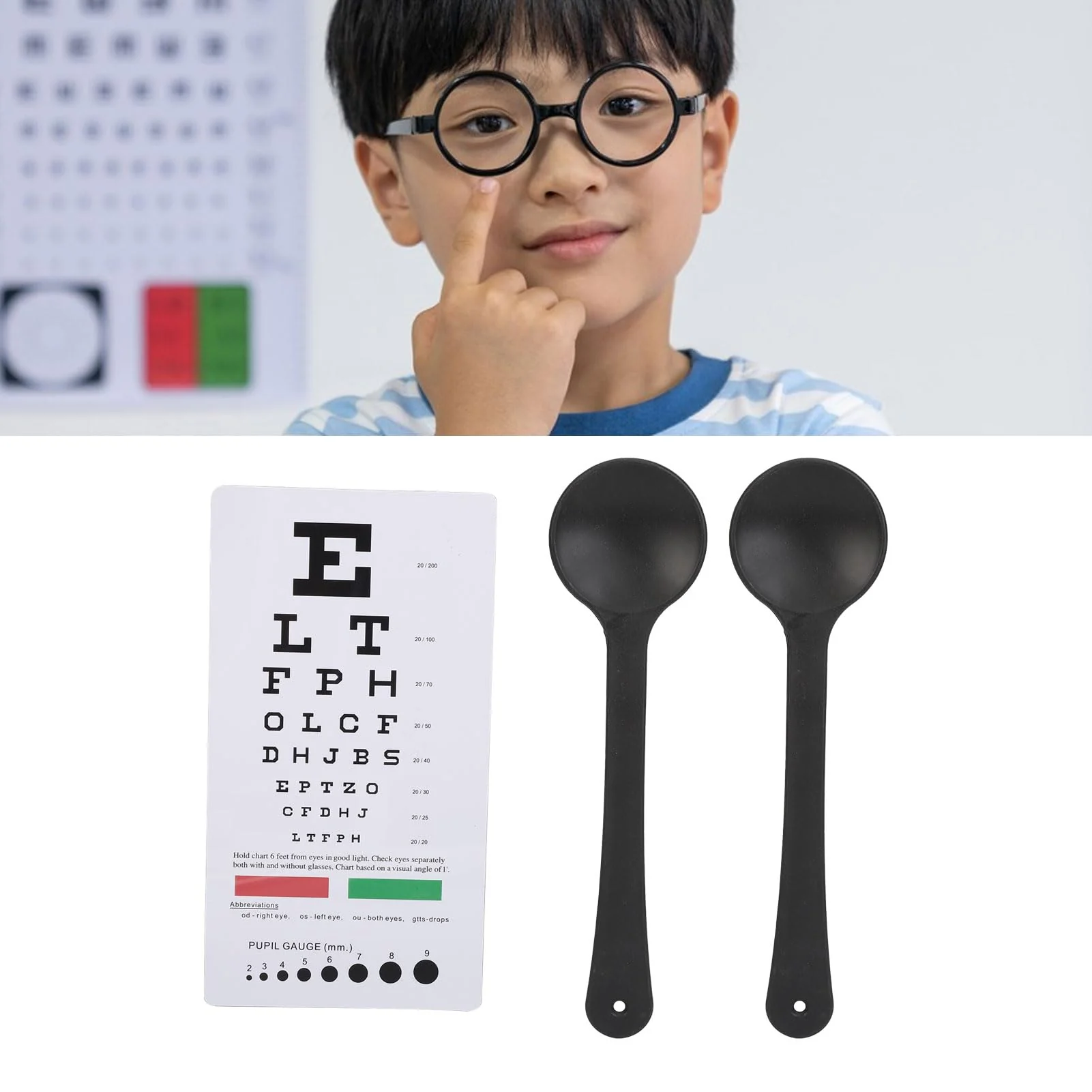 Acouto Double-sided vision board, colour vision test, 2 pieces eye closure included, optometric examination at a distance of 6 inches, ideal for opticians and students of - Image 5