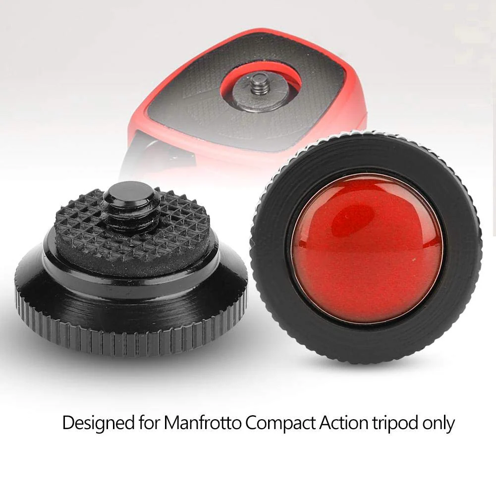 Acouto for Manfrotto Quick Release Plate Mini Aluminium Alloy Round Quick Release Plate Head 1/4 inch Screw for Manfrotto Compact Action Tripod Red - Image 2