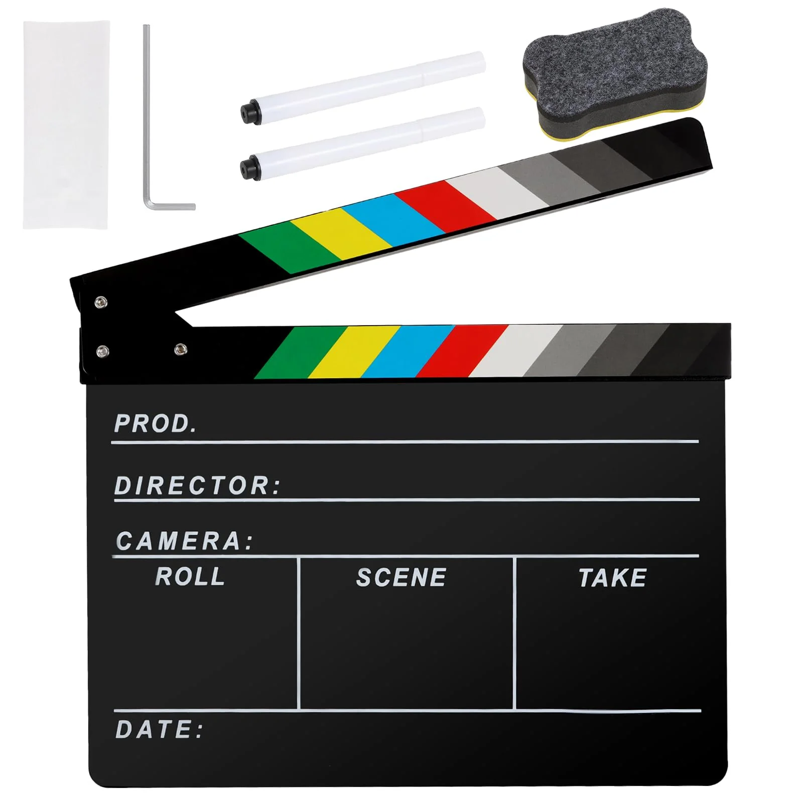 Acrylic Movie Film Directors Clapboard, Photography Video TV Cut Action Scene Slate Clapper Board Props, Black