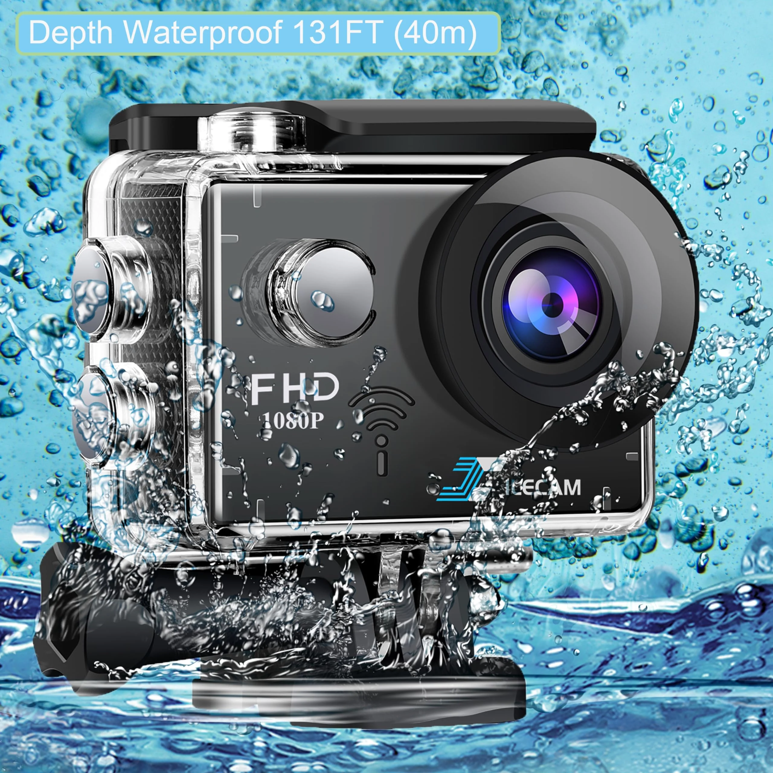 Action Camera 1080P WiFi Sports Camera 4xZoom Action Camera 40m/131ft Underwater Waterproof with 2 X1050 mAh Batteries and Multi-Function Accessory (X2PLUS) X2PLUS - Image 4
