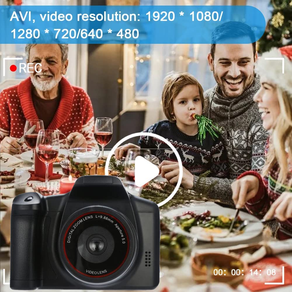 Acuvar Digital Camera, 16 Megapixel Photo Camera Mini Digital SLR Camera, CMOS Sensor 2.4“ TFT LCD Compact Camera, 16X Digital Zoom Video Camera for Children Adults Beginners Black Camera Only - Image 2