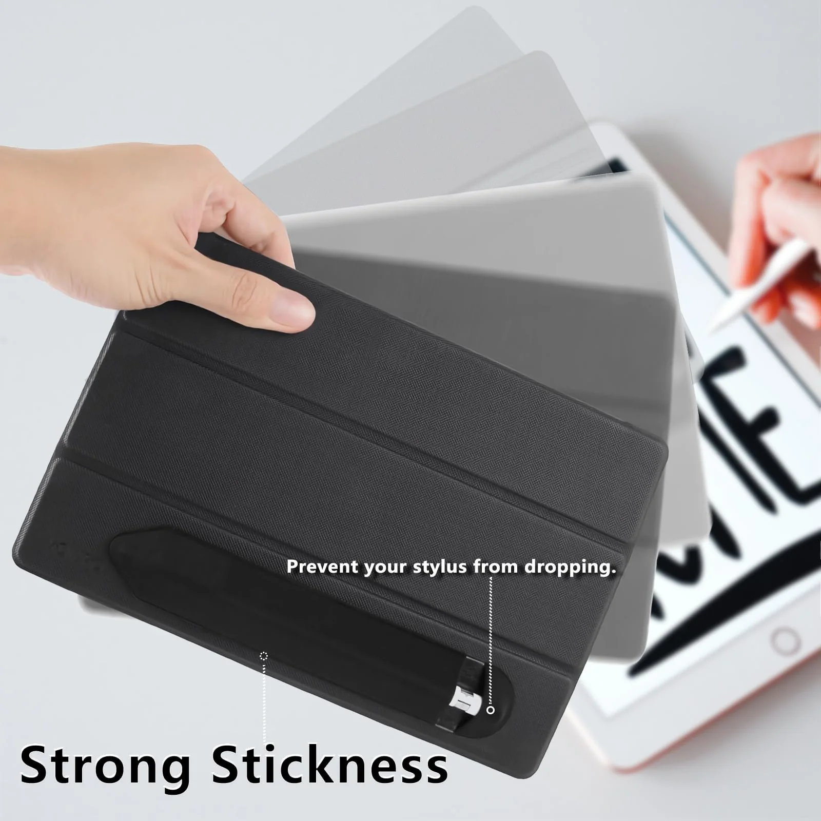 Adhesive Pencil Holder Compatible with Apple Pencil 1st Generation and 2nd Gen, Elastic Storage Sleeve Case Compatible with iPad Pen USB C, and Some Other Stylus, with Pocket for Pencil Cap - Image 4