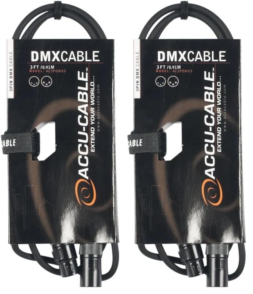 ADJ Products AC3PDMX3 Stage and Studio Power Cable, Black (Pack of 2) 1 Count (Pack of 2)