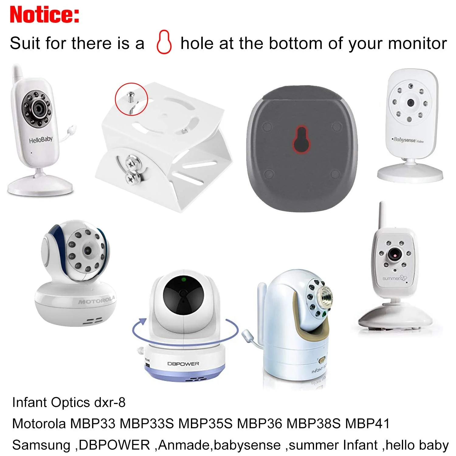 Adjustable Angle Mount for Infant Optics DXR-8, Motorola, Samsung, Babysense and Most Universal Monitors Camera, Aluminum Alloy Material - Image 4